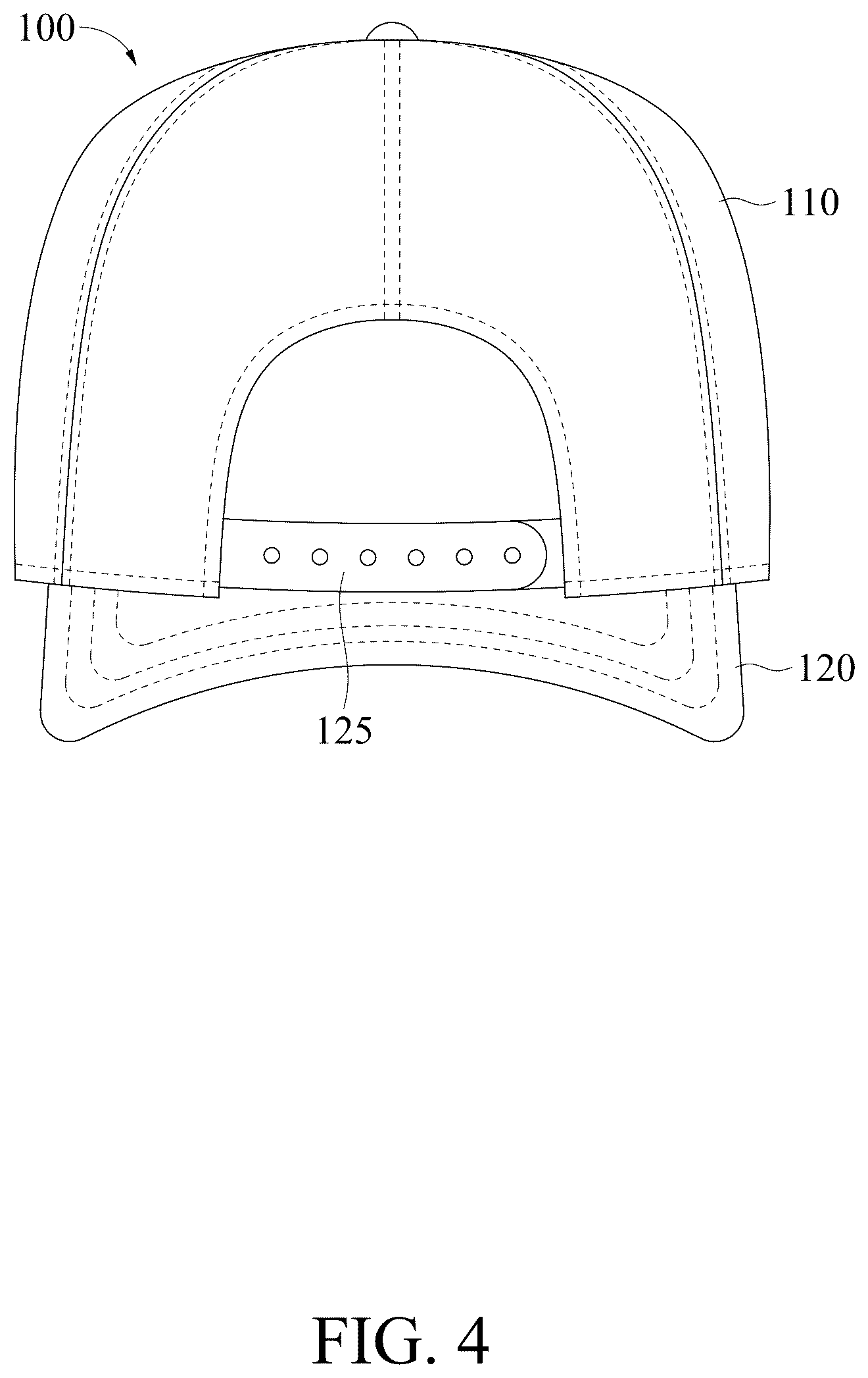 Patent US12310442 Figure 4 – Hat with detachable liner