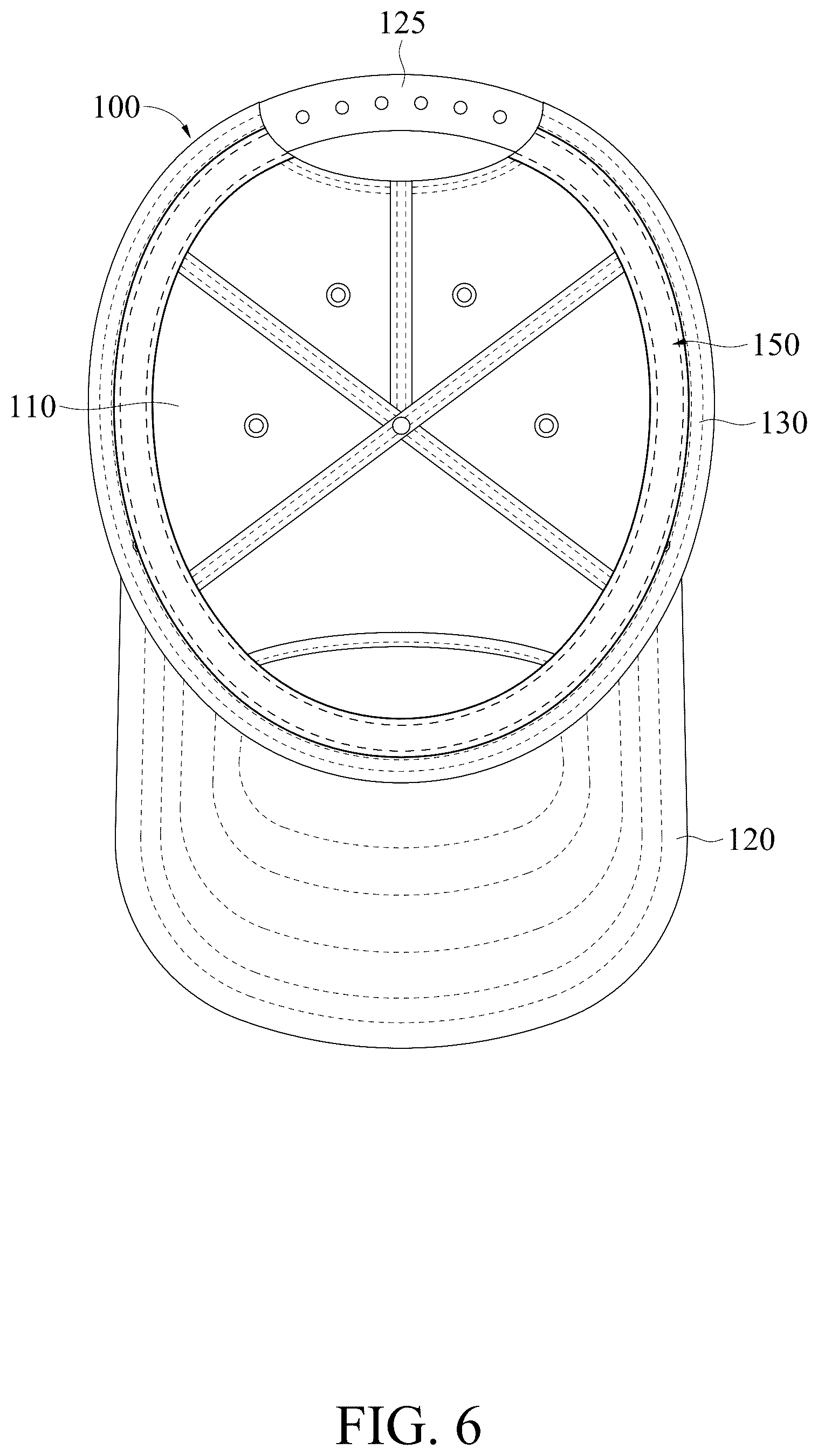 Patent US12310442 Figure 6 – Hat with detachable liner