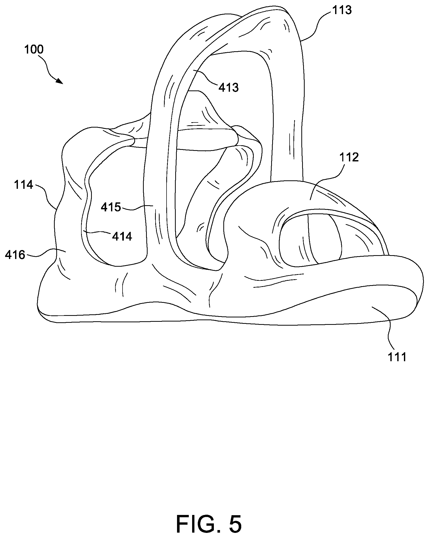 Patent US12310445 Figure 6 – Shoe device with dual stadium arch bimodal structure for rapid entry and release