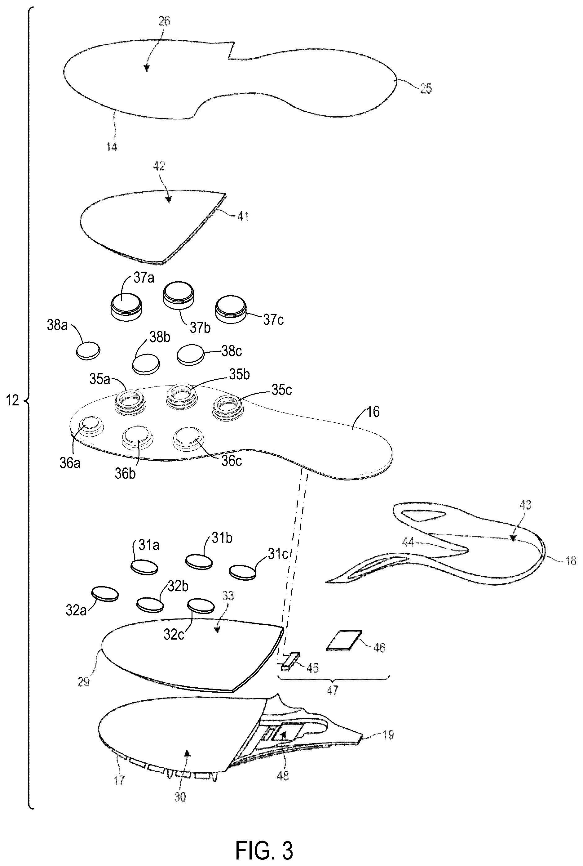 Patent US12310448 Figure 3 – Incline adjuster with multiple discrete chambers