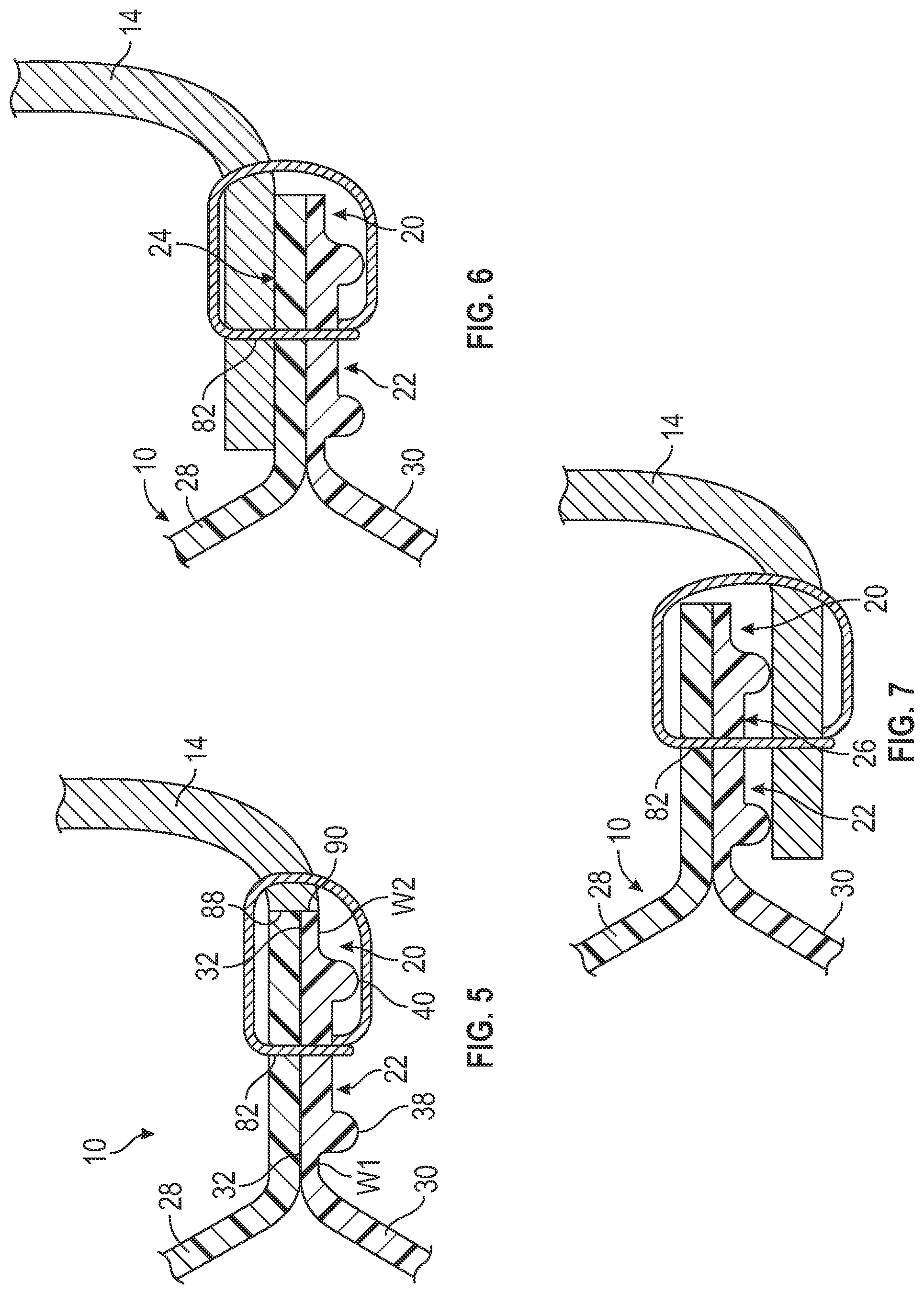 Patent US12310449 Figure 5 – Footwear strobel with bladder having grooved flange and method of manufacturing