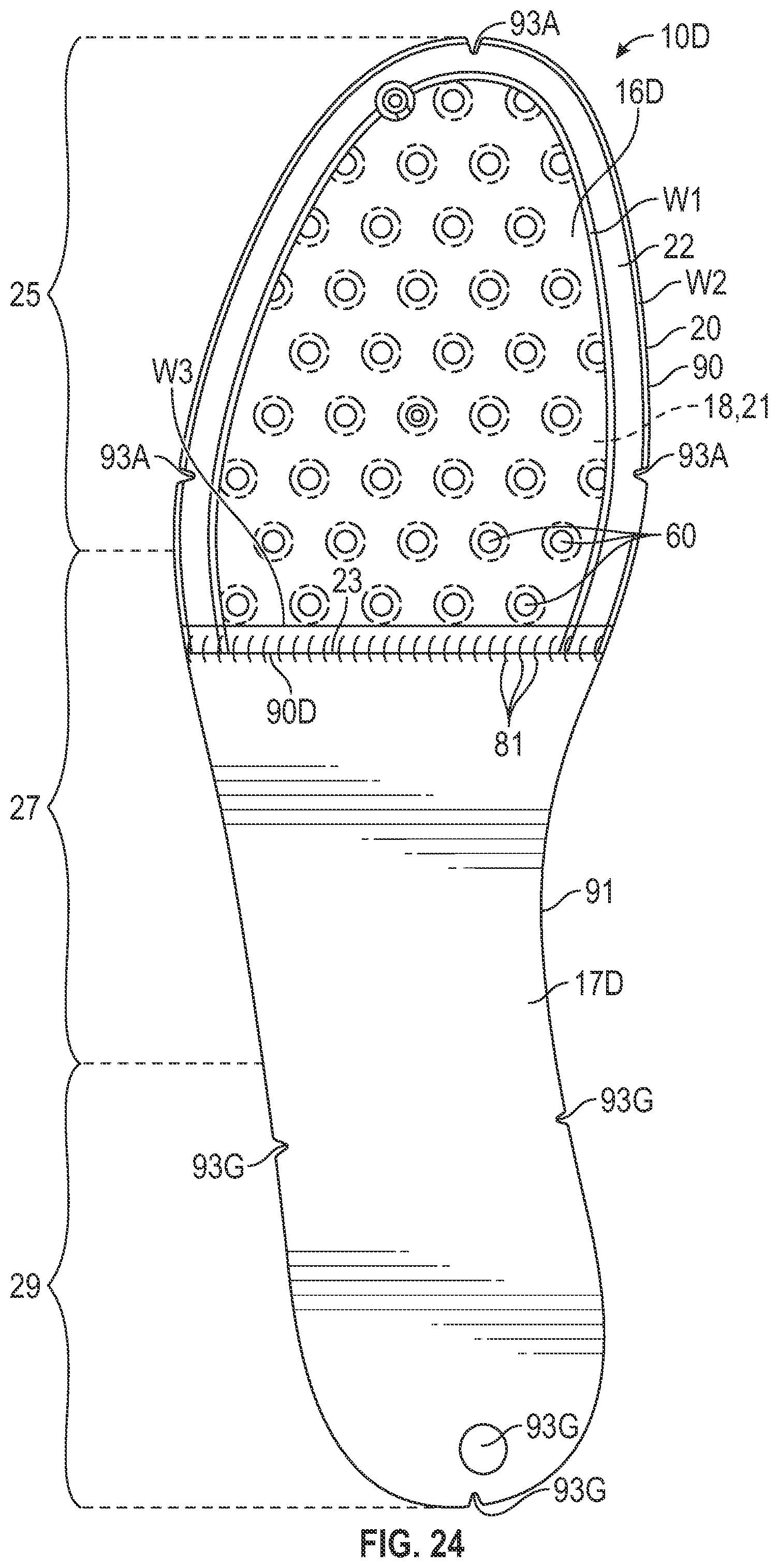 Patent US12310449 Figure 12 – Footwear strobel with bladder having grooved flange and method of manufacturing