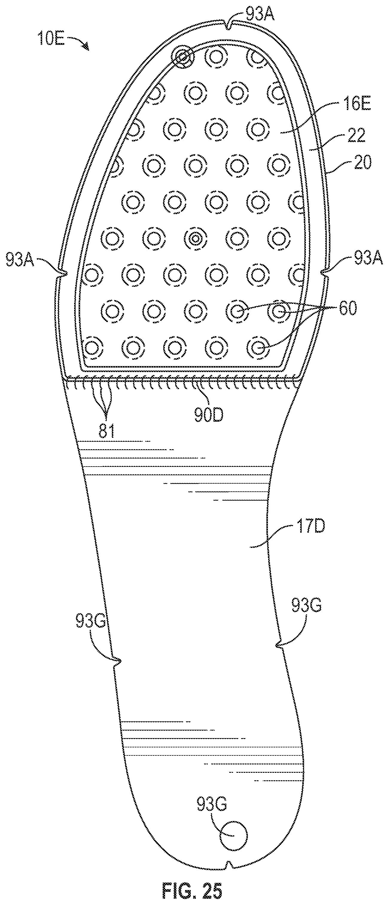 Patent US12310449 Figure 13 – Footwear strobel with bladder having grooved flange and method of manufacturing