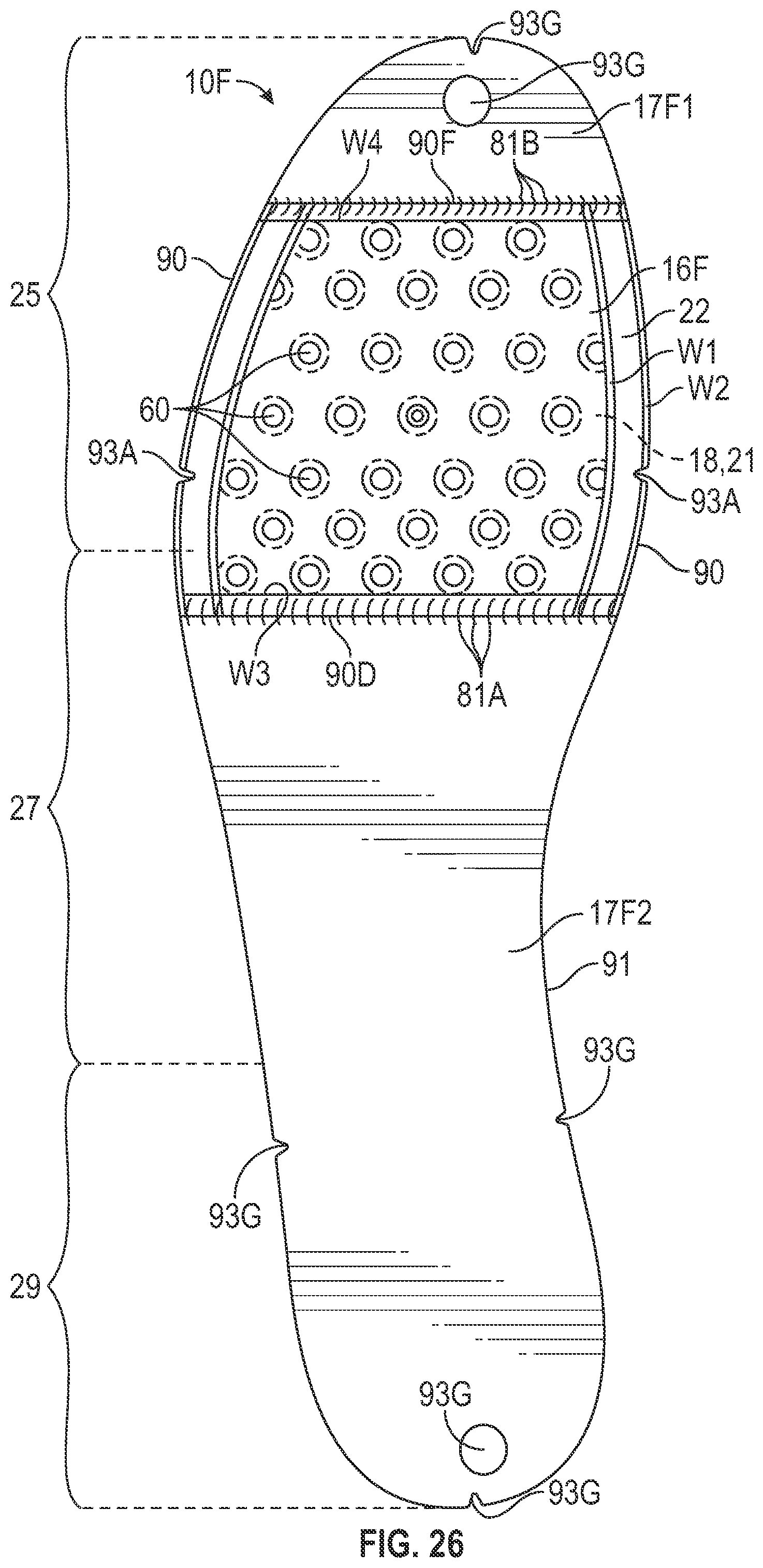Patent US12310449 Figure 14 – Footwear strobel with bladder having grooved flange and method of manufacturing