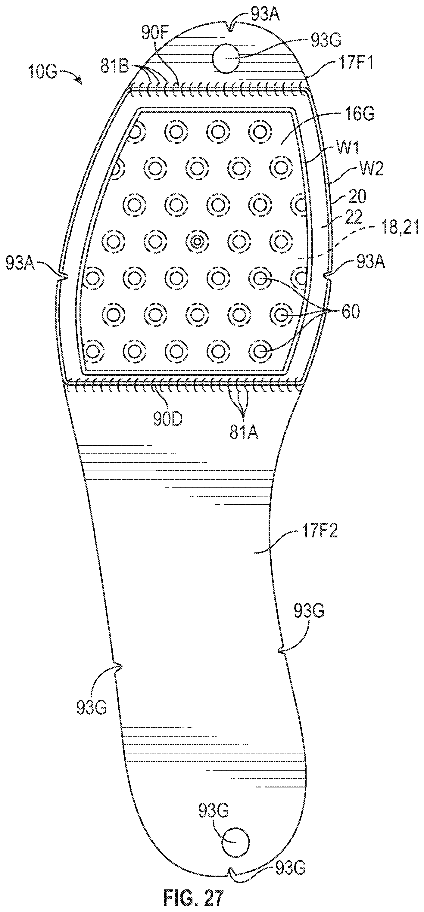 Patent US12310449 Figure 15 – Footwear strobel with bladder having grooved flange and method of manufacturing