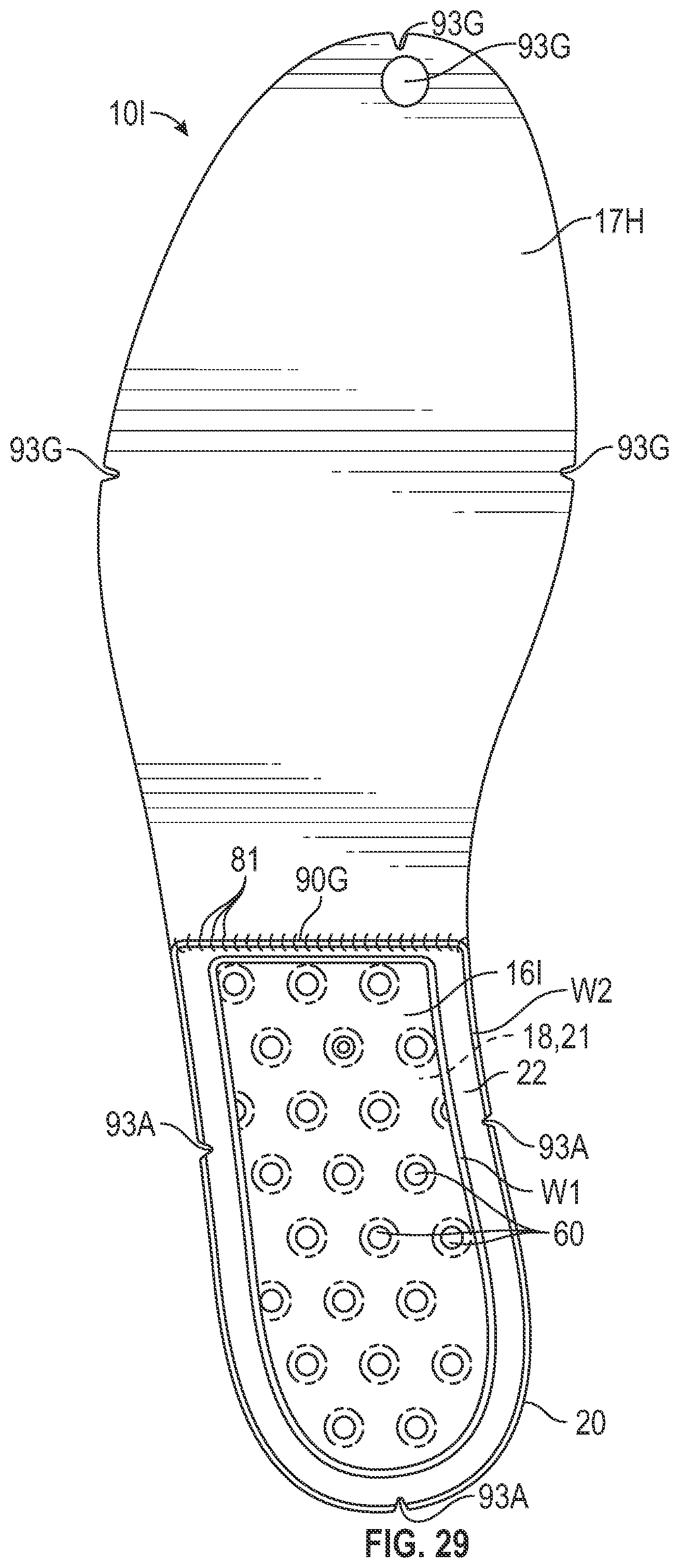 Patent US12310449 Figure 17 – Footwear strobel with bladder having grooved flange and method of manufacturing