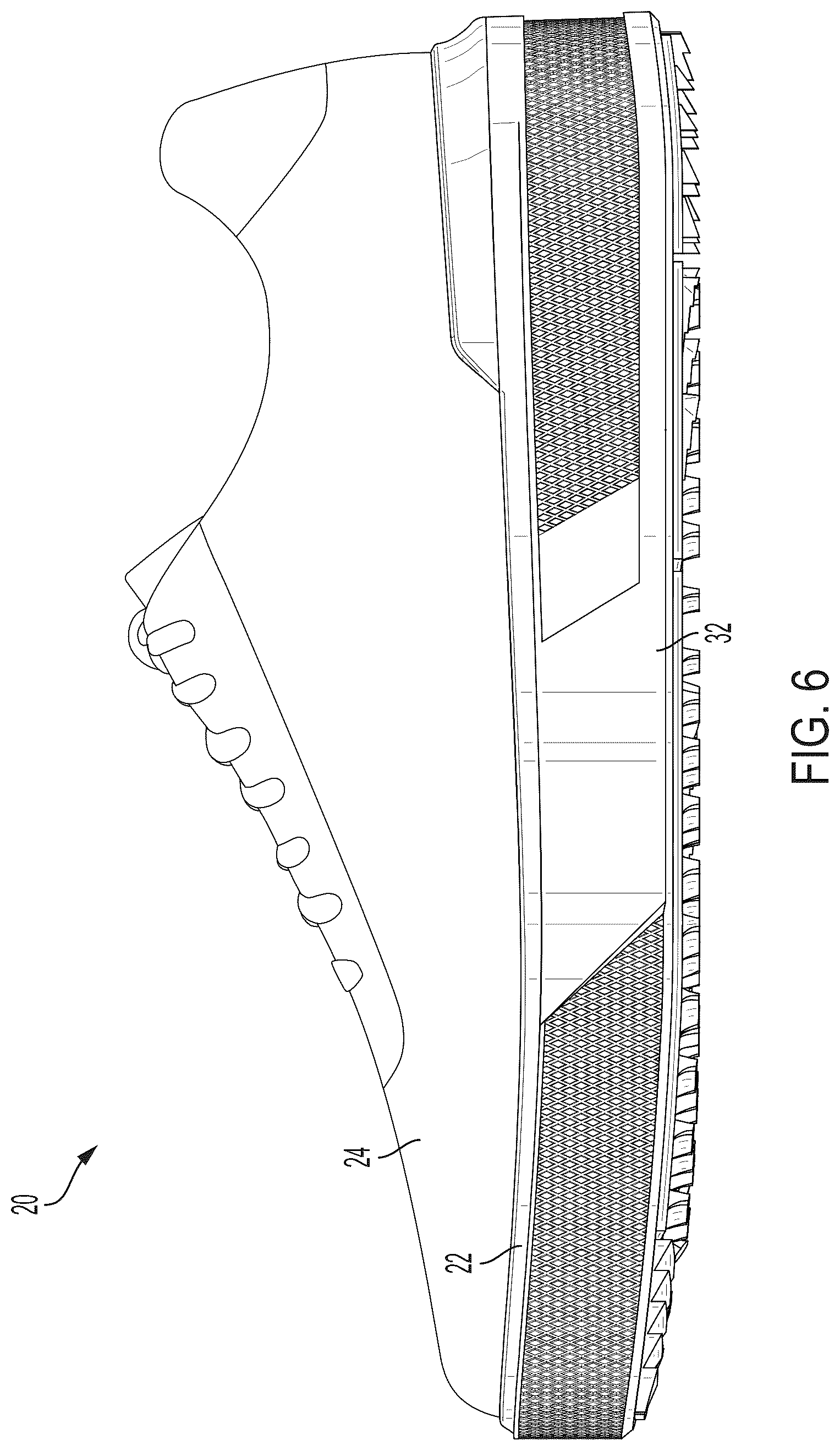 Patent US12310451 Figure 6 – Shoe having pluralities of lugs