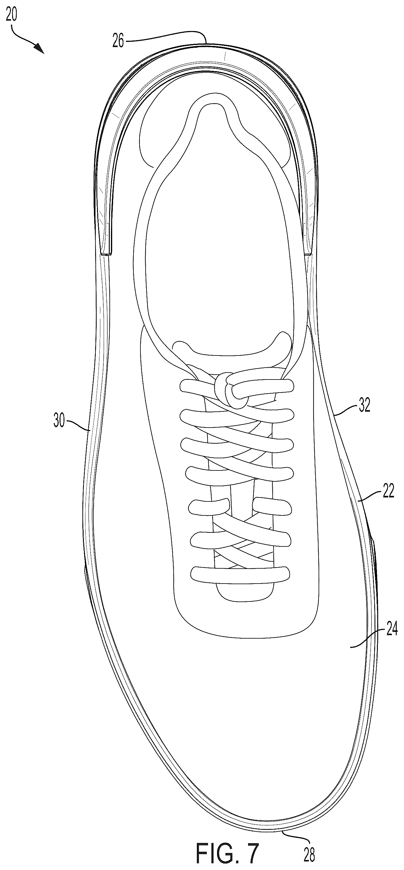 Patent US12310451 Figure 7 – Shoe having pluralities of lugs