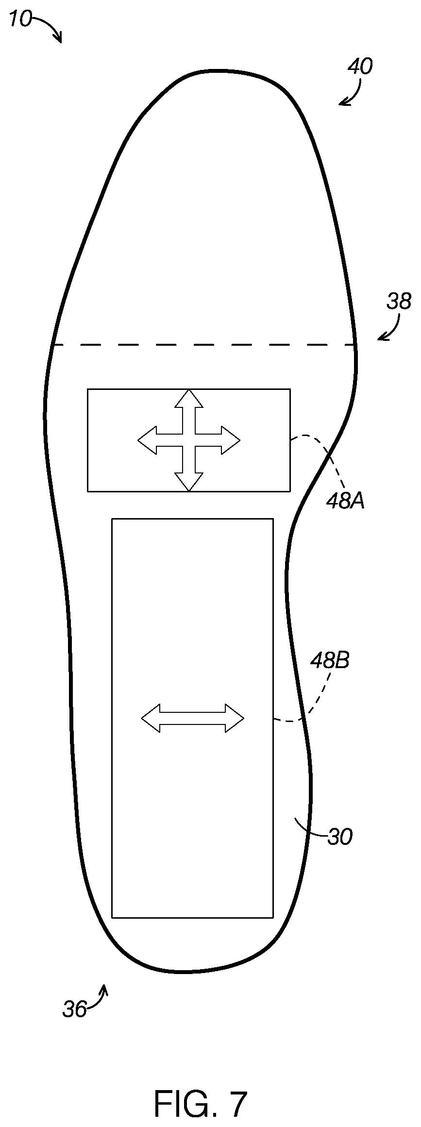 Patent US12310452 Figure 6 – Footwear having a suspended elastic membrane