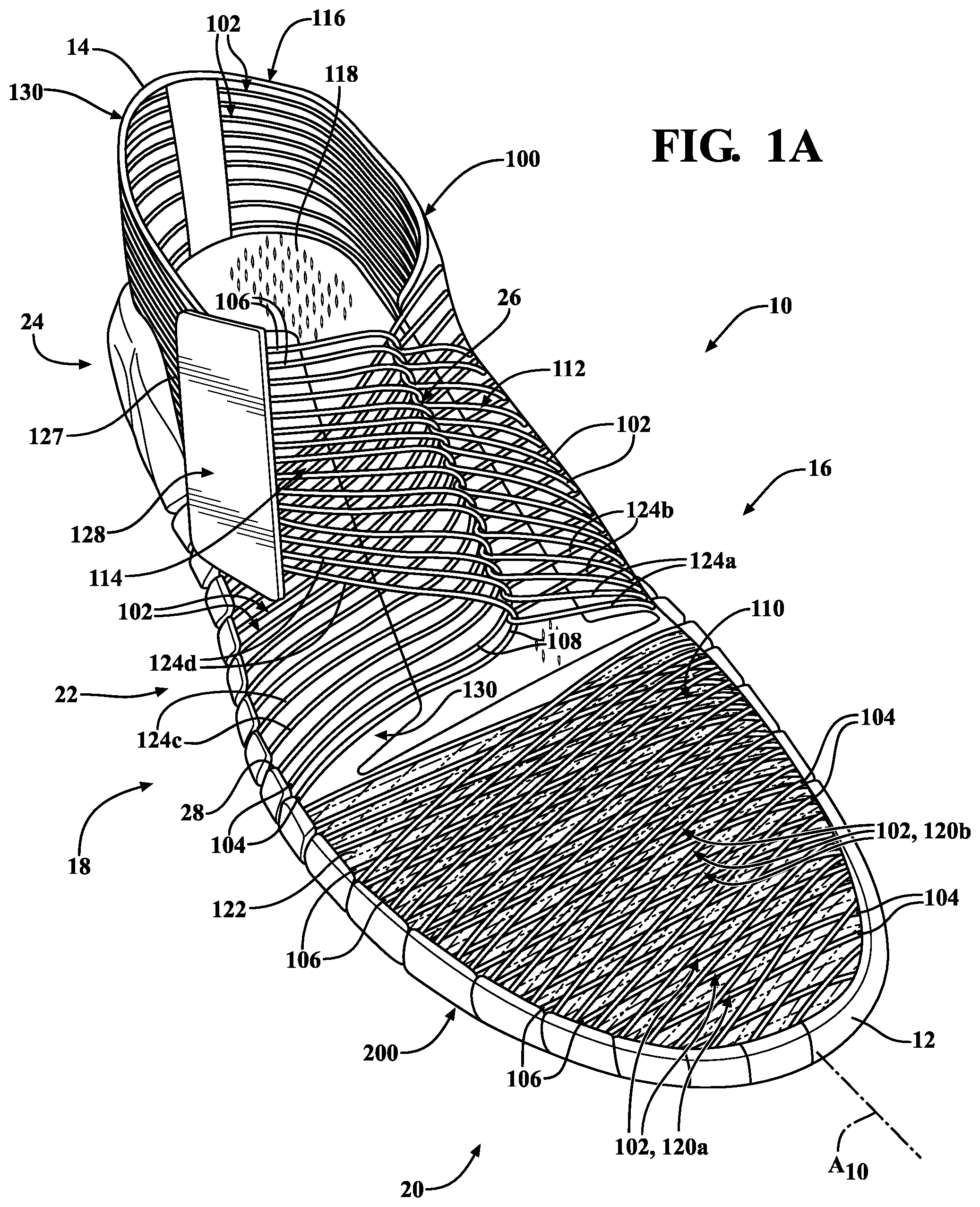 Patent US12310457 Figure 1 – Upper for article of footwear