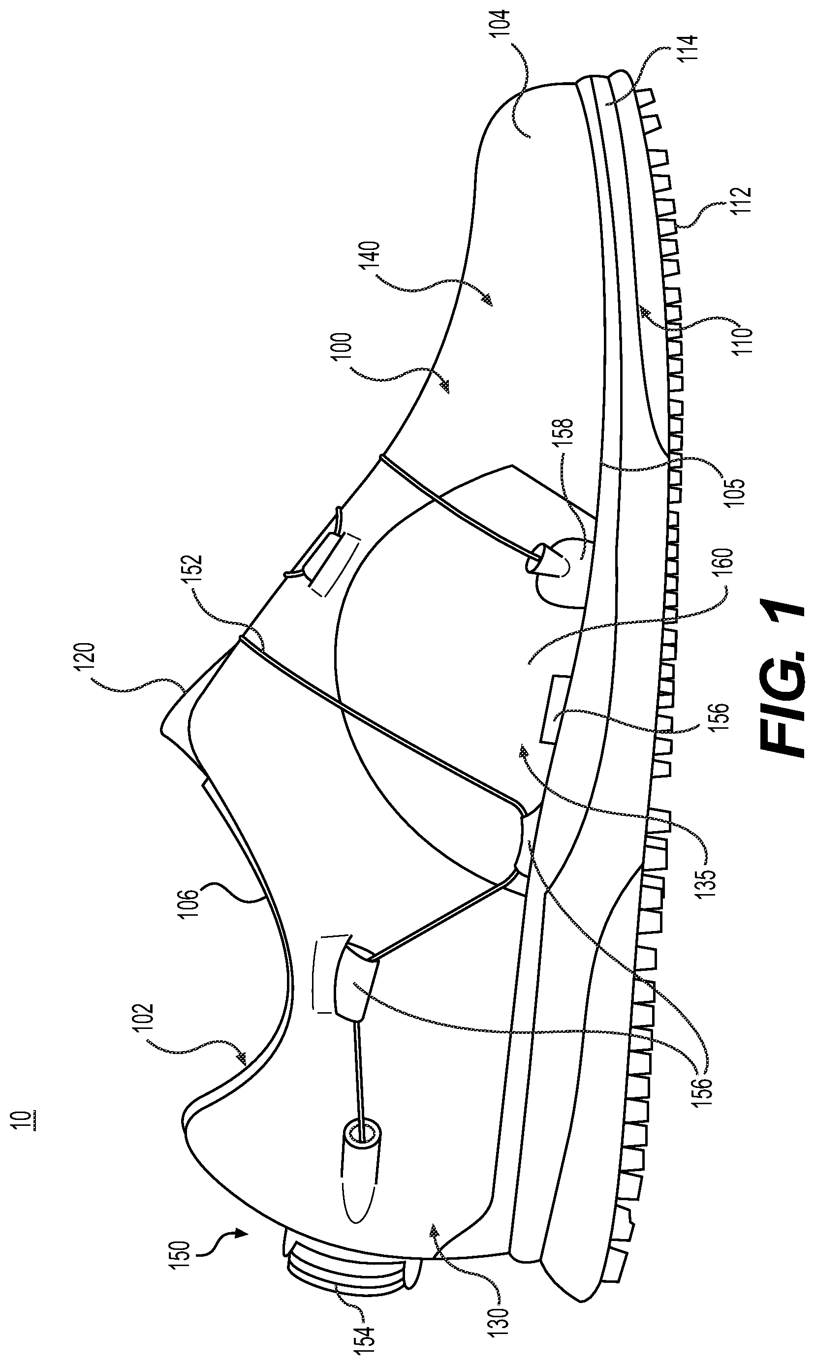 Patent US12310458 Figure 1 – Article of footwear with closure system