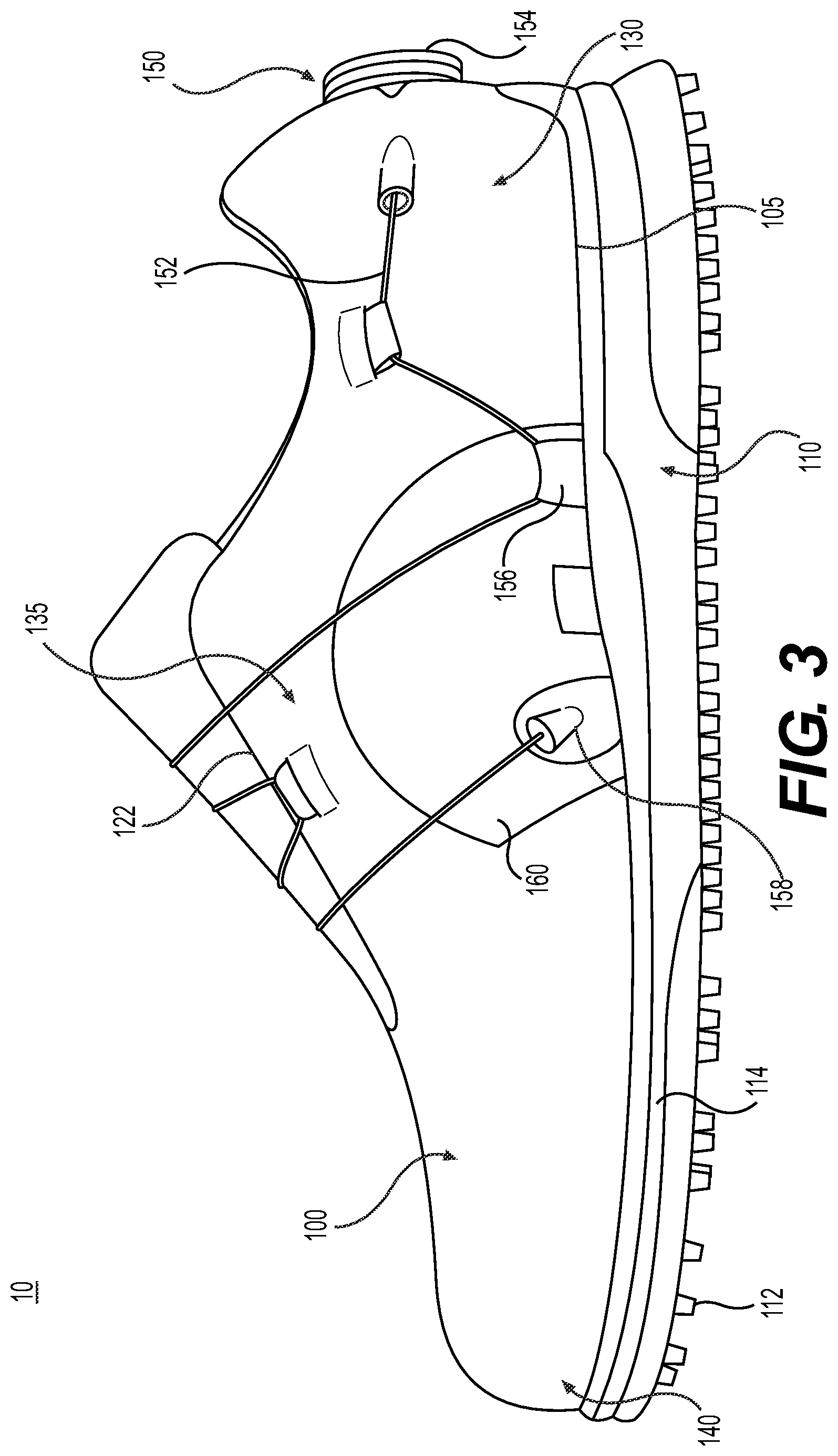 Patent US12310458 Figure 3 – Article of footwear with closure system