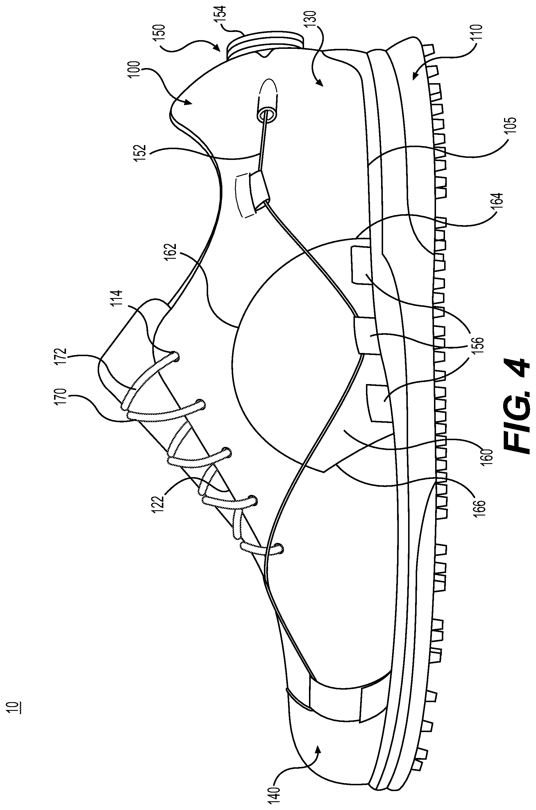 Patent US12310458 Figure 4 – Article of footwear with closure system