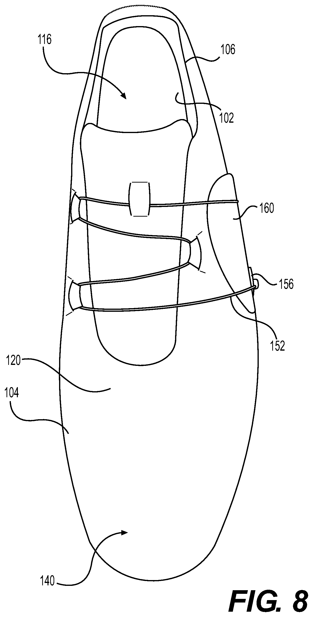 Patent US12310458 Figure 8 – Article of footwear with closure system