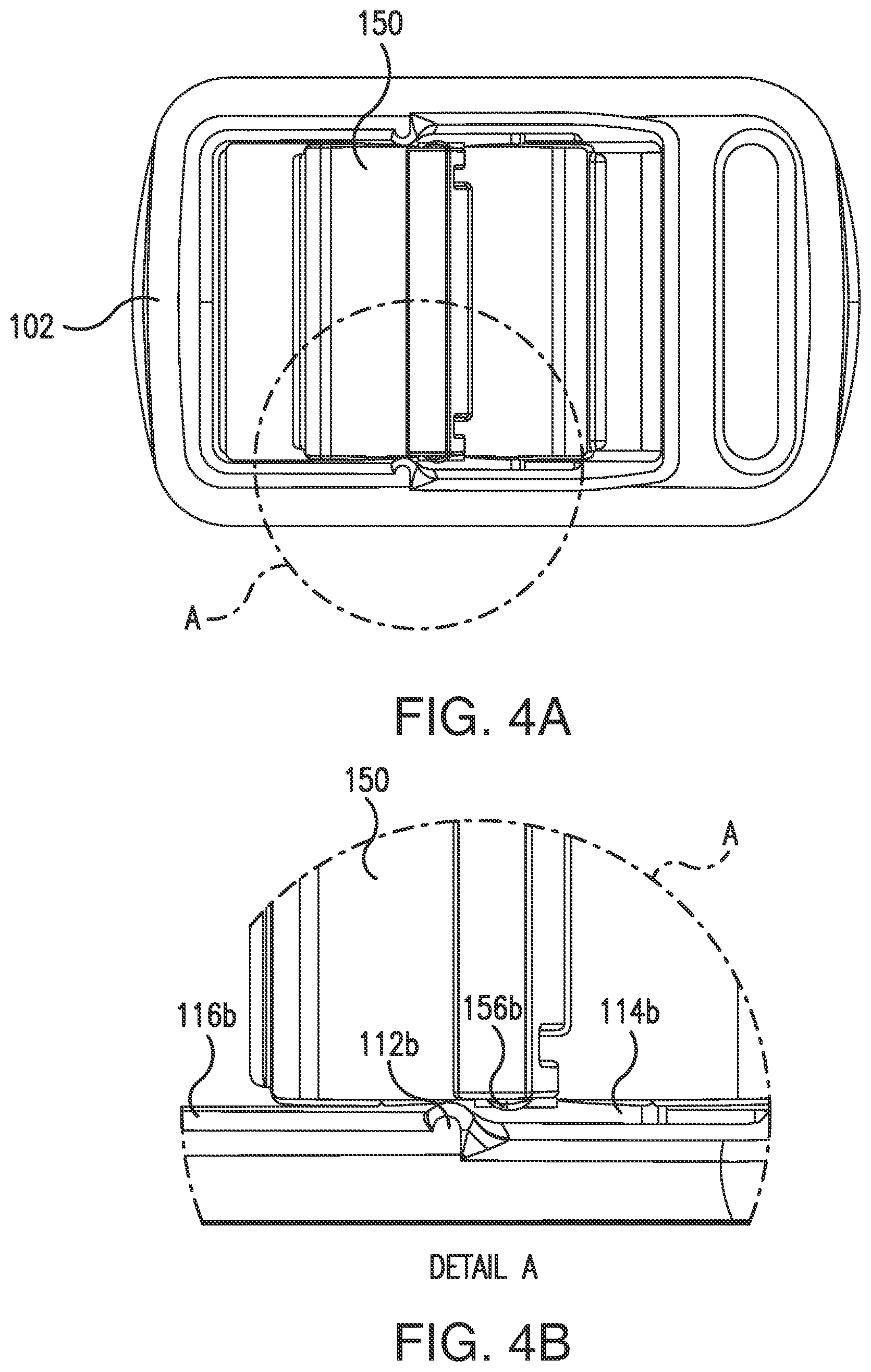 Patent US12310461 Figure 4 – Web strap buckle with locking mechanism