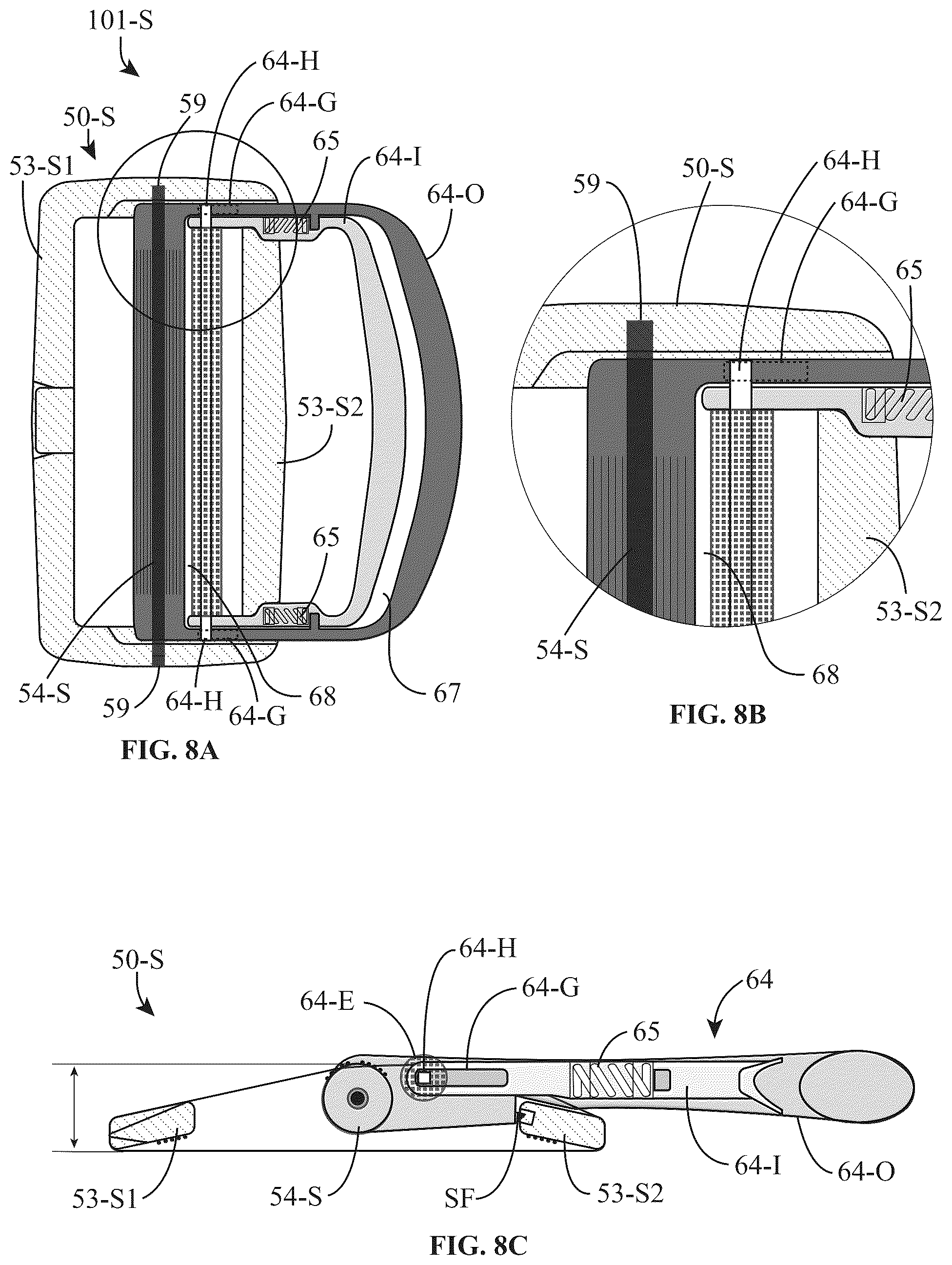 Patent US12310462 Figure 12 – Adjustable closure devices with handle and locking mechanisms