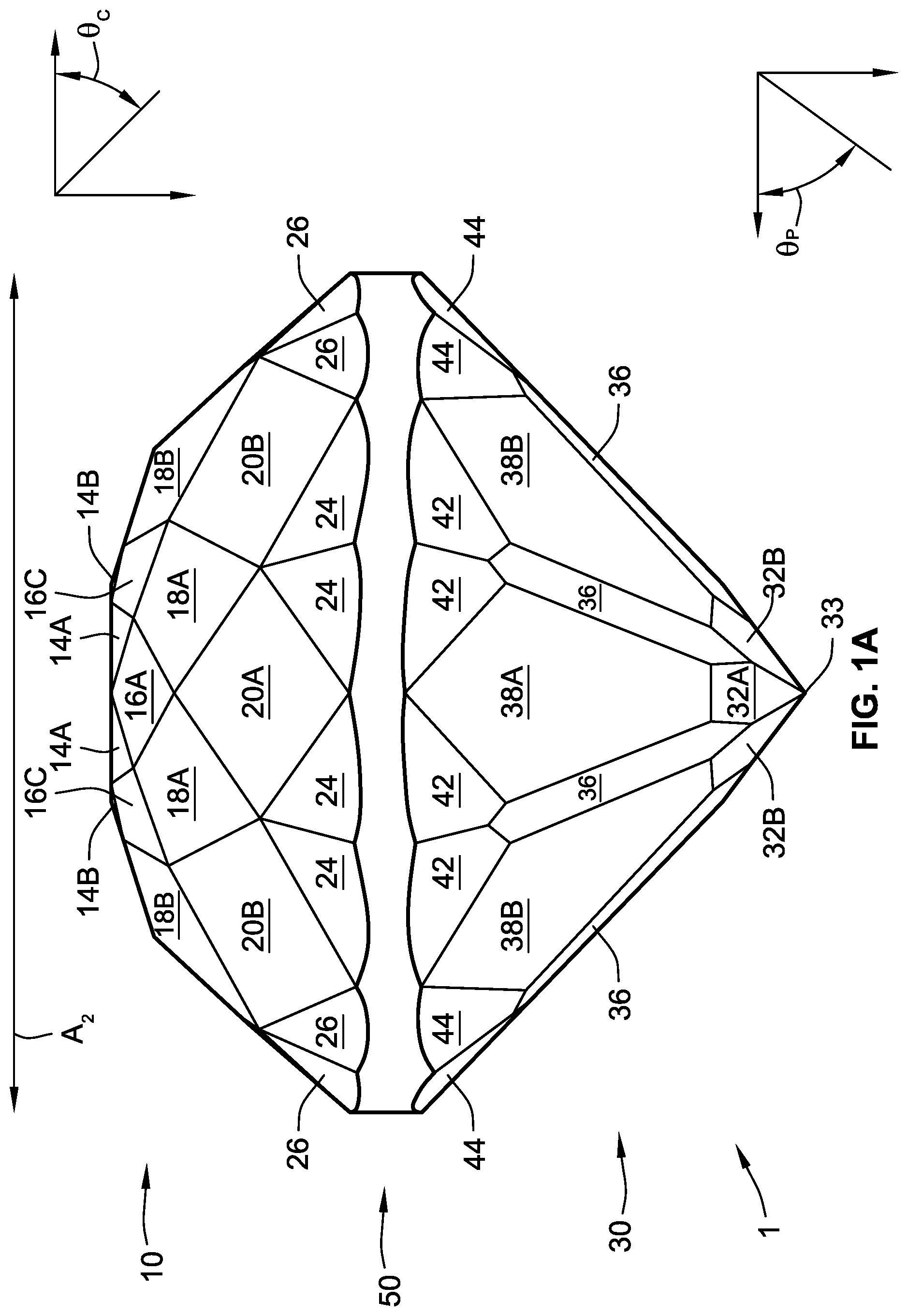 Patent US12310464 Figure 1 – Gemstone and method of cutting the same
