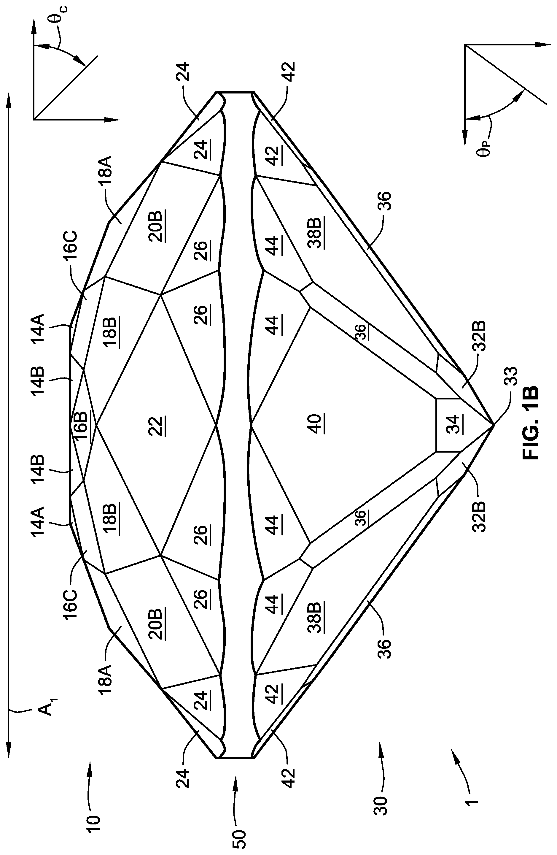 Patent US12310464 Figure 2 – Gemstone and method of cutting the same
