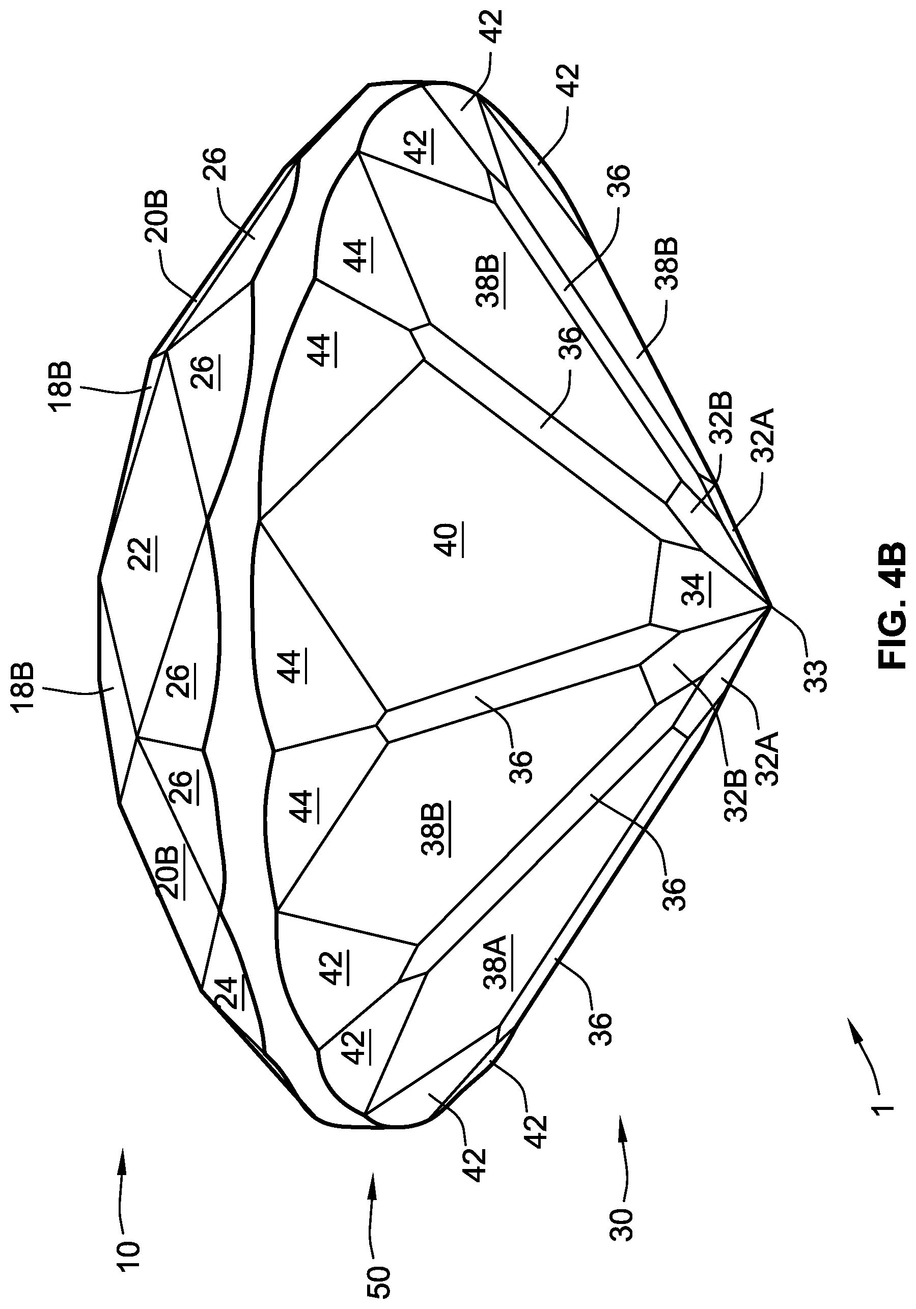 Patent US12310464 Figure 6 – Gemstone and method of cutting the same