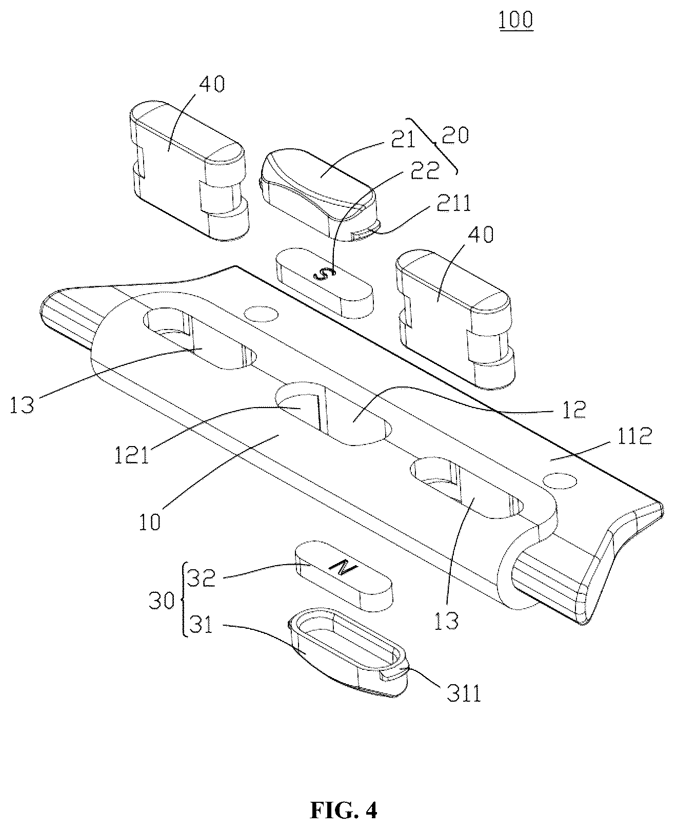 Patent US12310467 Figure 4 – Connector applied to watchband, watchband and watch