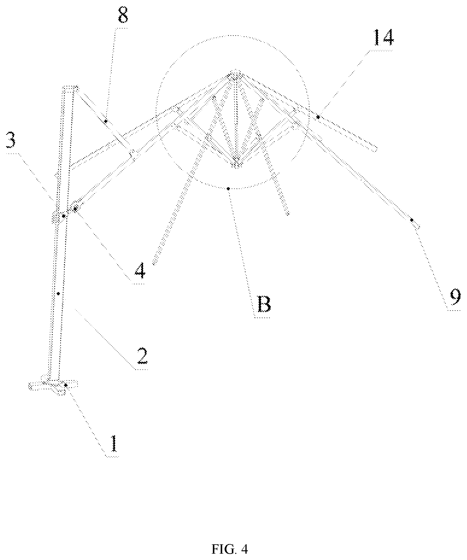 Patent US12310468 Figure 4 – Side-arm umbrella structure