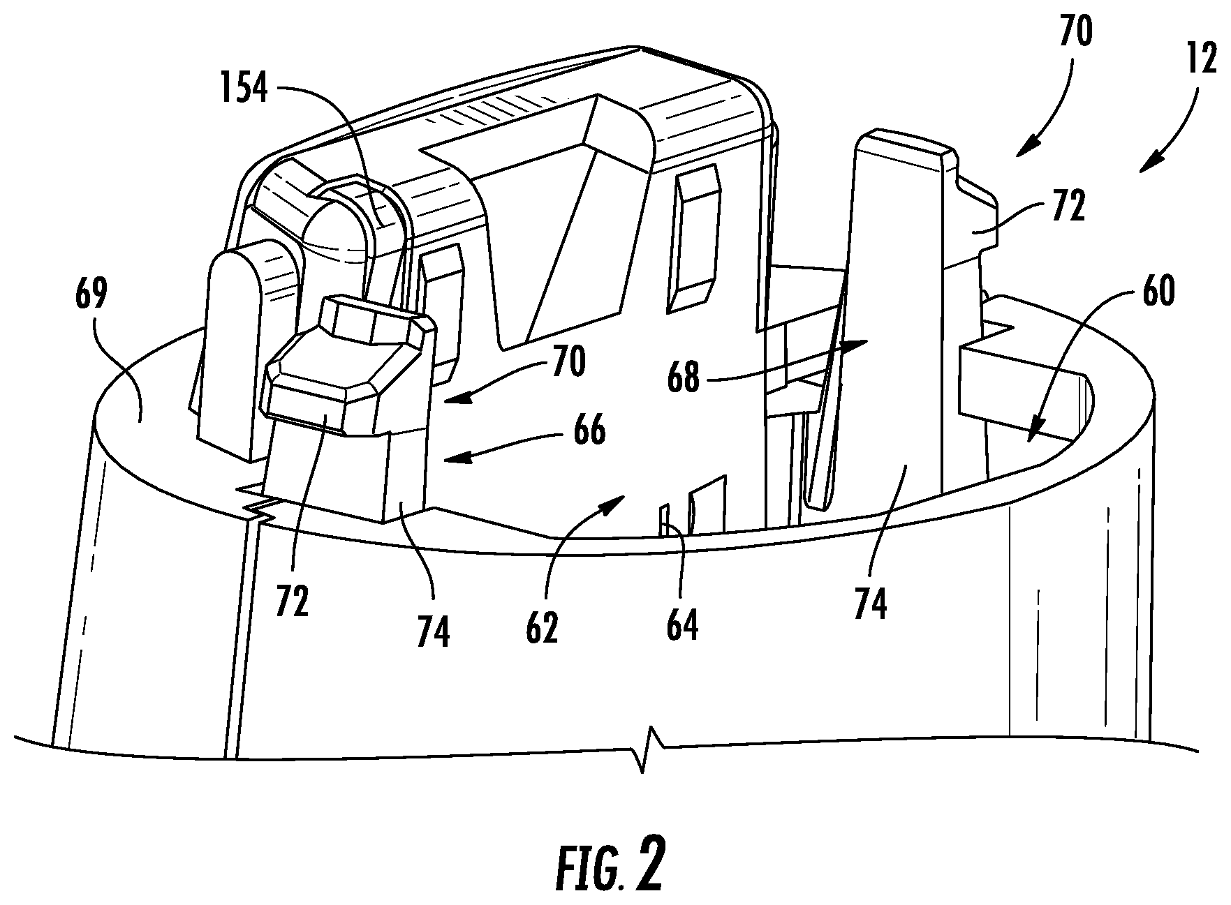 Patent US12310482 Figure 2 – Handheld treatment apparatus with cartridge assembly locking features