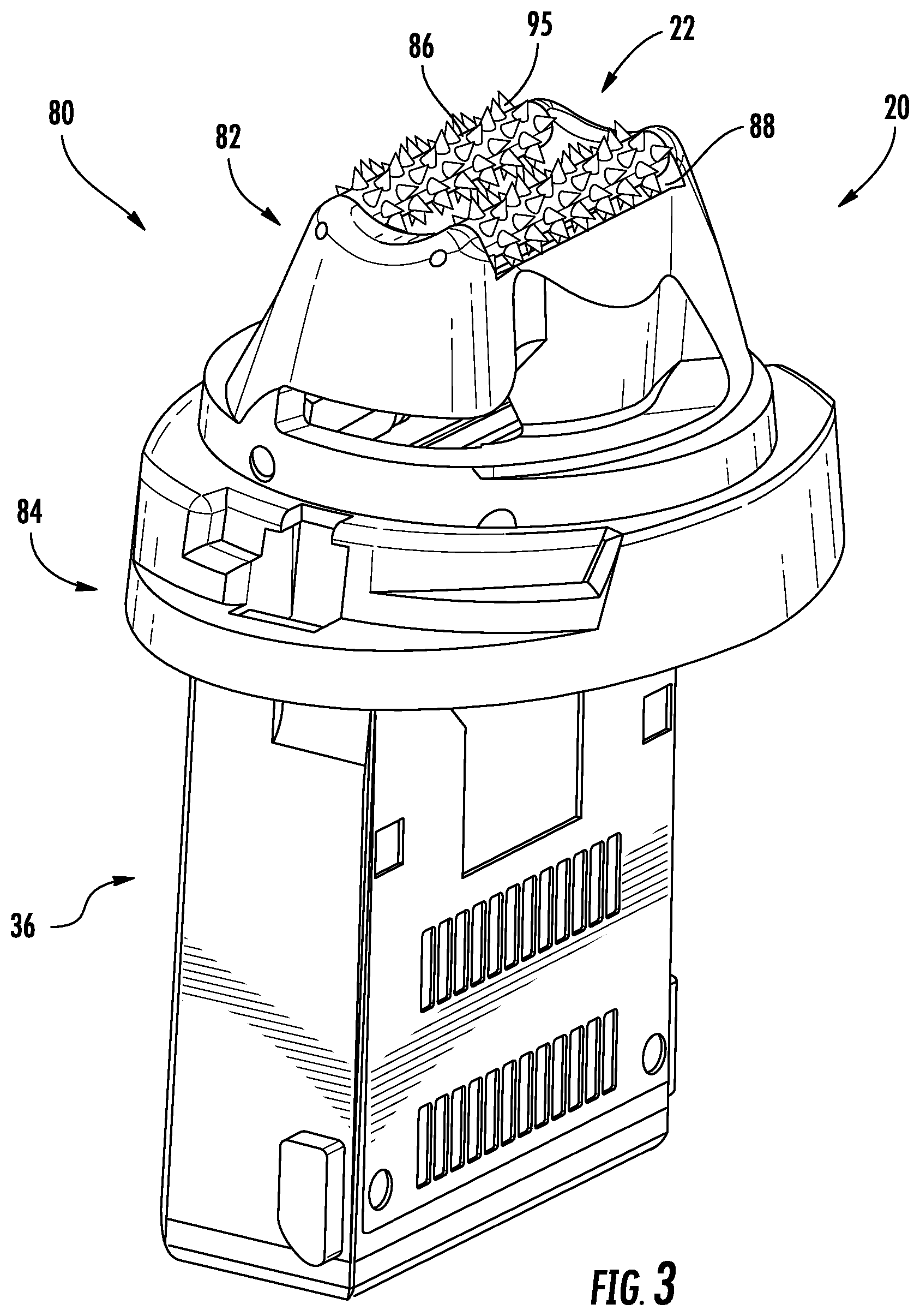 Patent US12310482 Figure 3 – Handheld treatment apparatus with cartridge assembly locking features