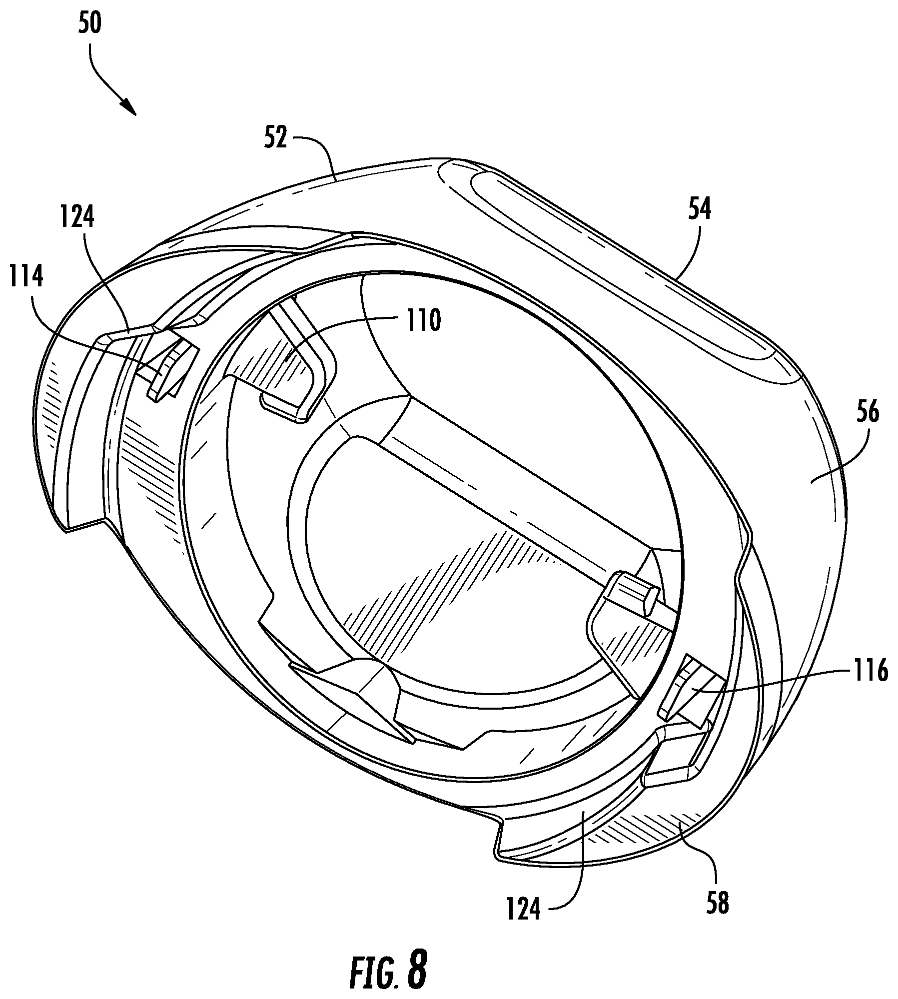 Patent US12310482 Figure 6 – Handheld treatment apparatus with cartridge assembly locking features
