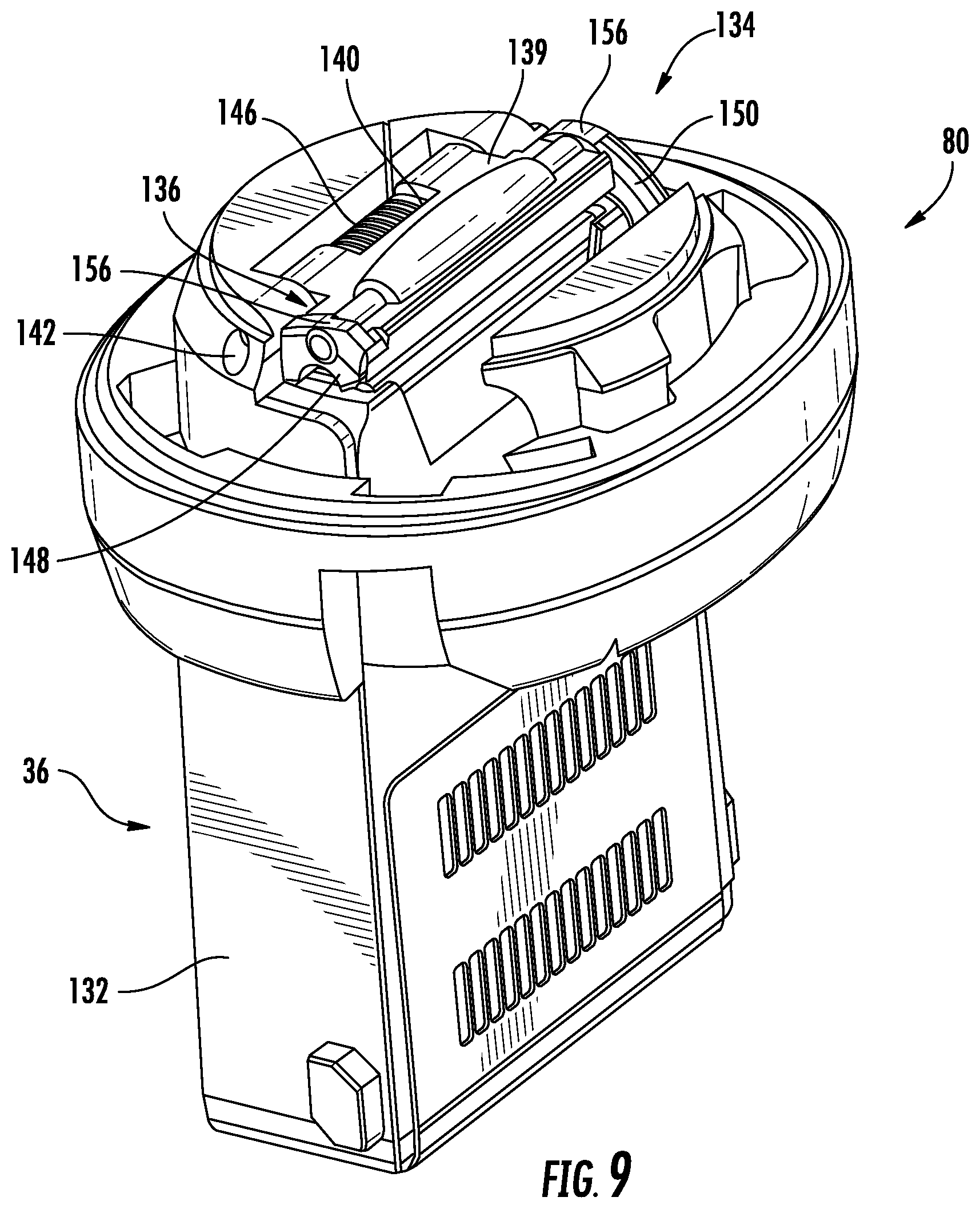 Patent US12310482 Figure 7 – Handheld treatment apparatus with cartridge assembly locking features