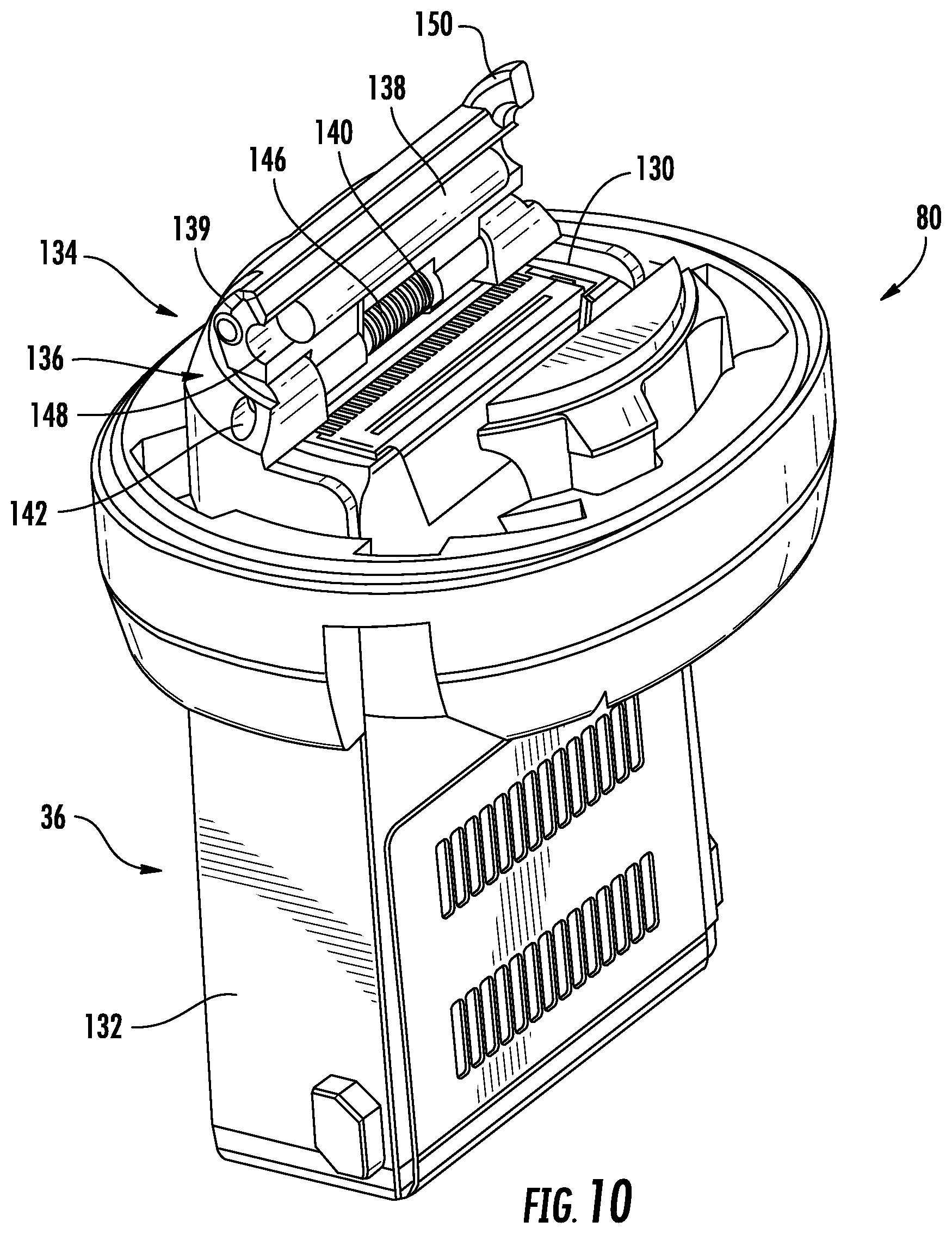 Patent US12310482 Figure 8 – Handheld treatment apparatus with cartridge assembly locking features