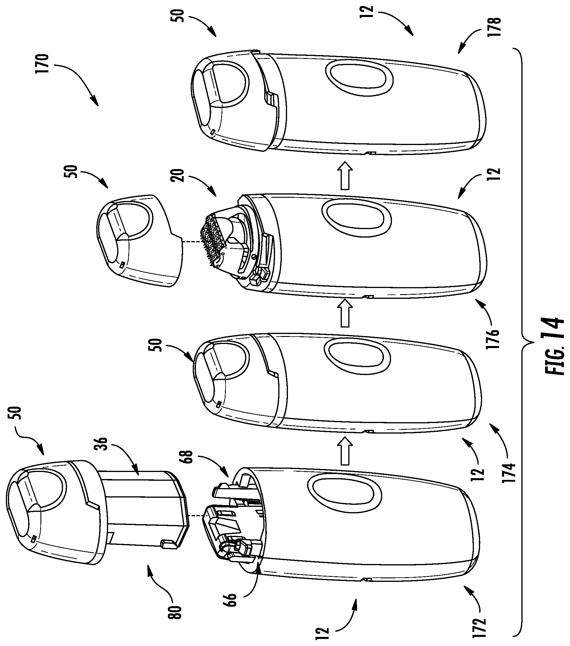 Patent US12310482 Figure 10 – Handheld treatment apparatus with cartridge assembly locking features