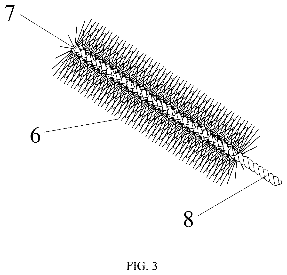 Patent US12310489 Figure 3 – Interdental brush with replaceable brush body with core and manufacturing method thereof