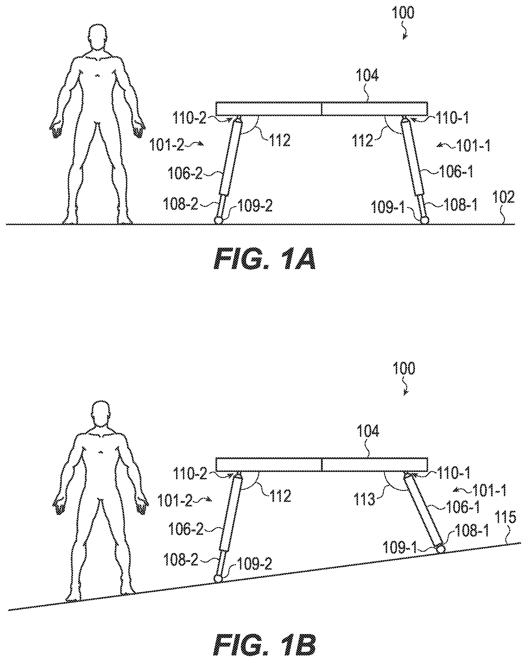 Patent US12310491 Figure 1 – Table with articulable leg system