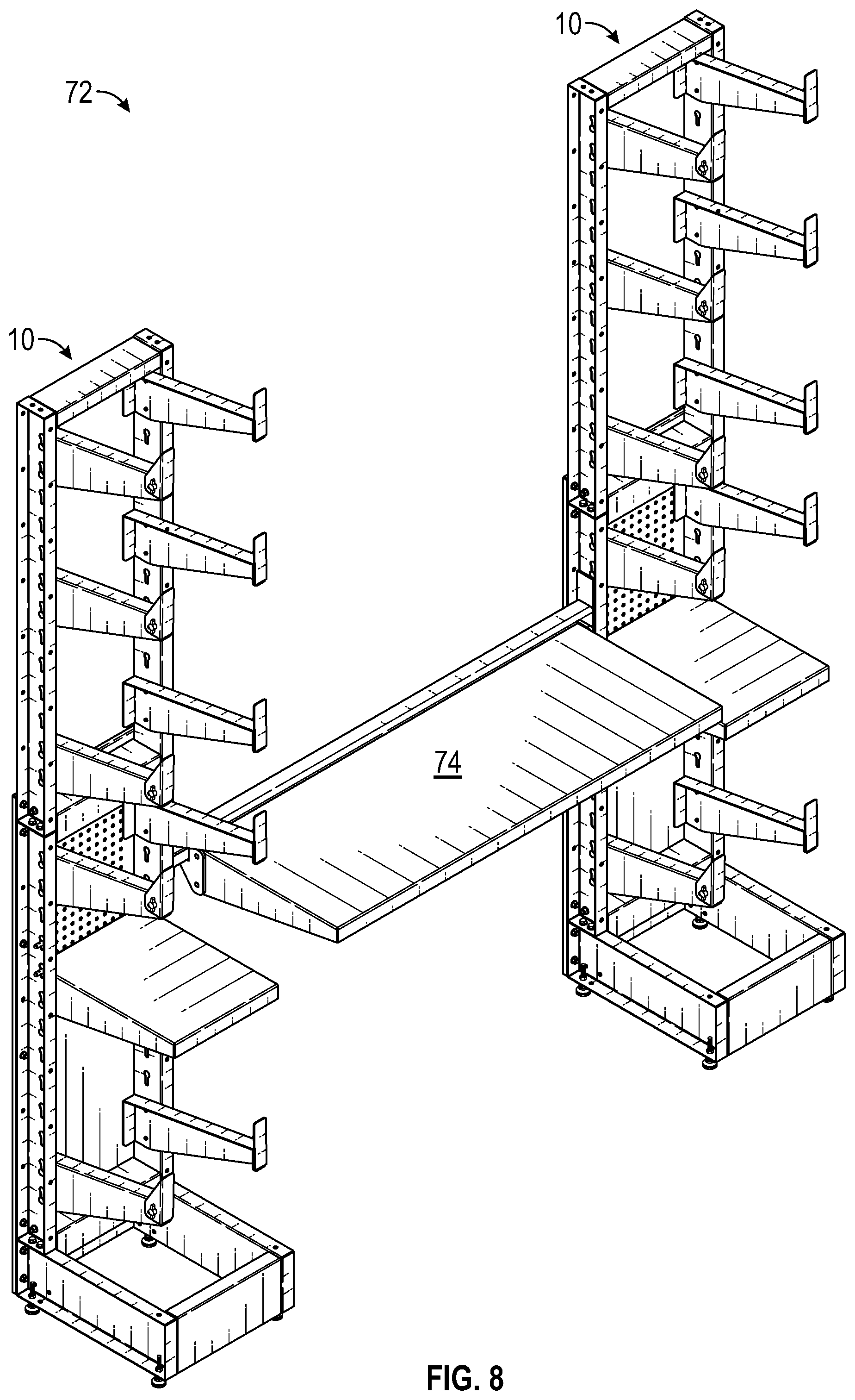 Patent US12310494 Figure 6 – Freestanding ladder storage rack