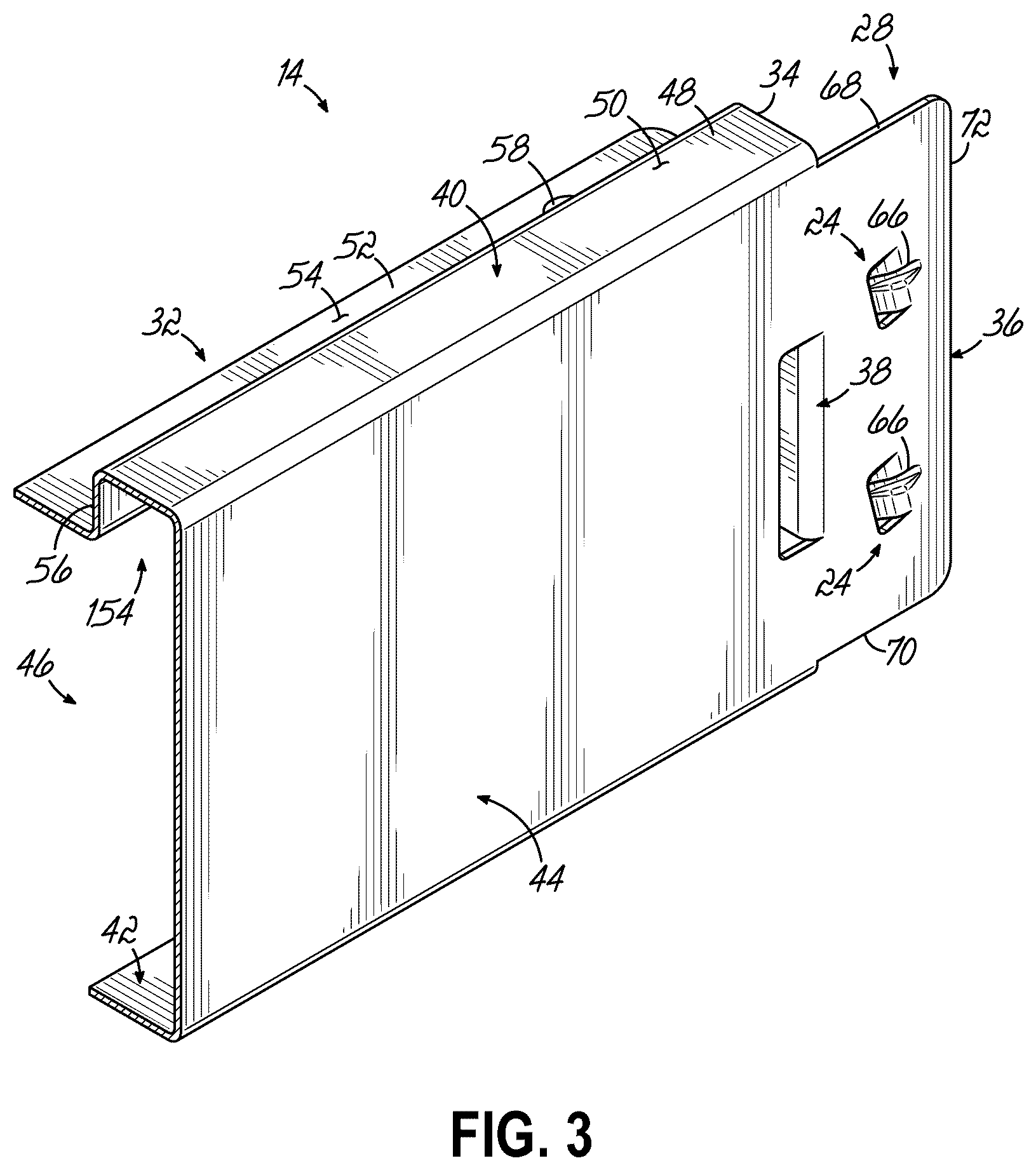 Patent US12310495 Figure 3 – Weldless shelf support beams and shelving units utilizing same