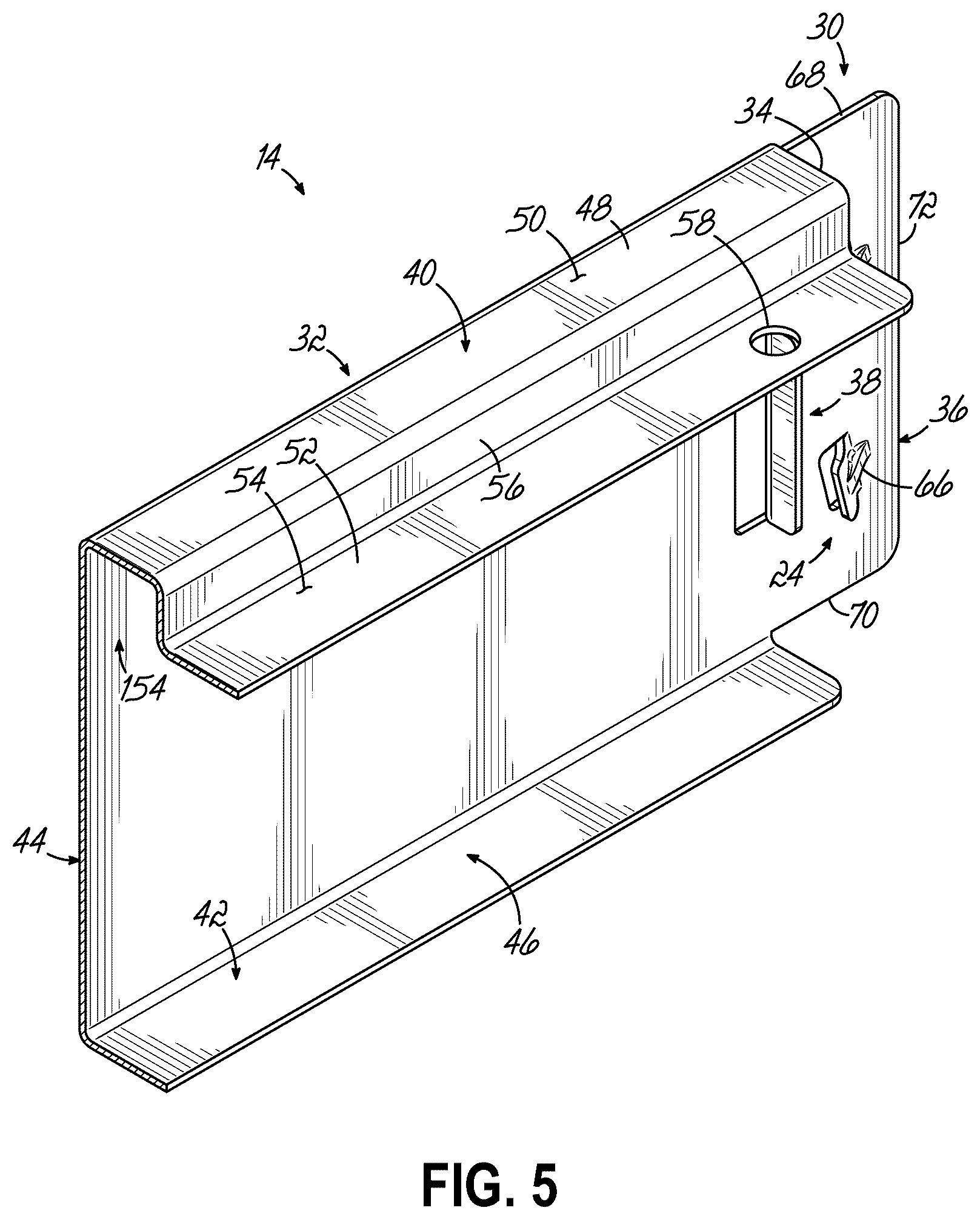 Patent US12310495 Figure 5 – Weldless shelf support beams and shelving units utilizing same