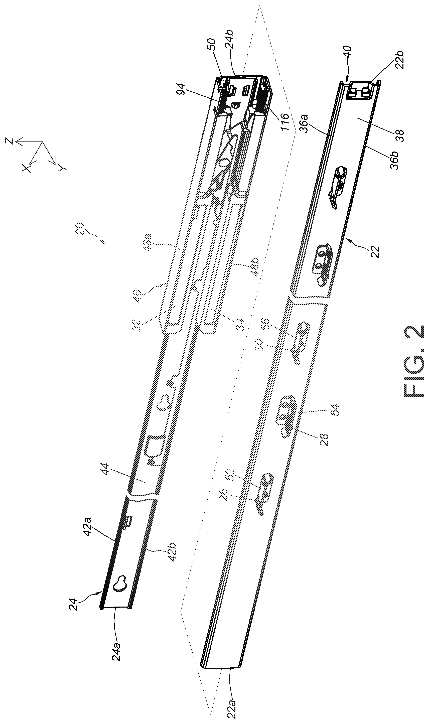 Patent US12310497 Figure 2 – Slide rail assembly