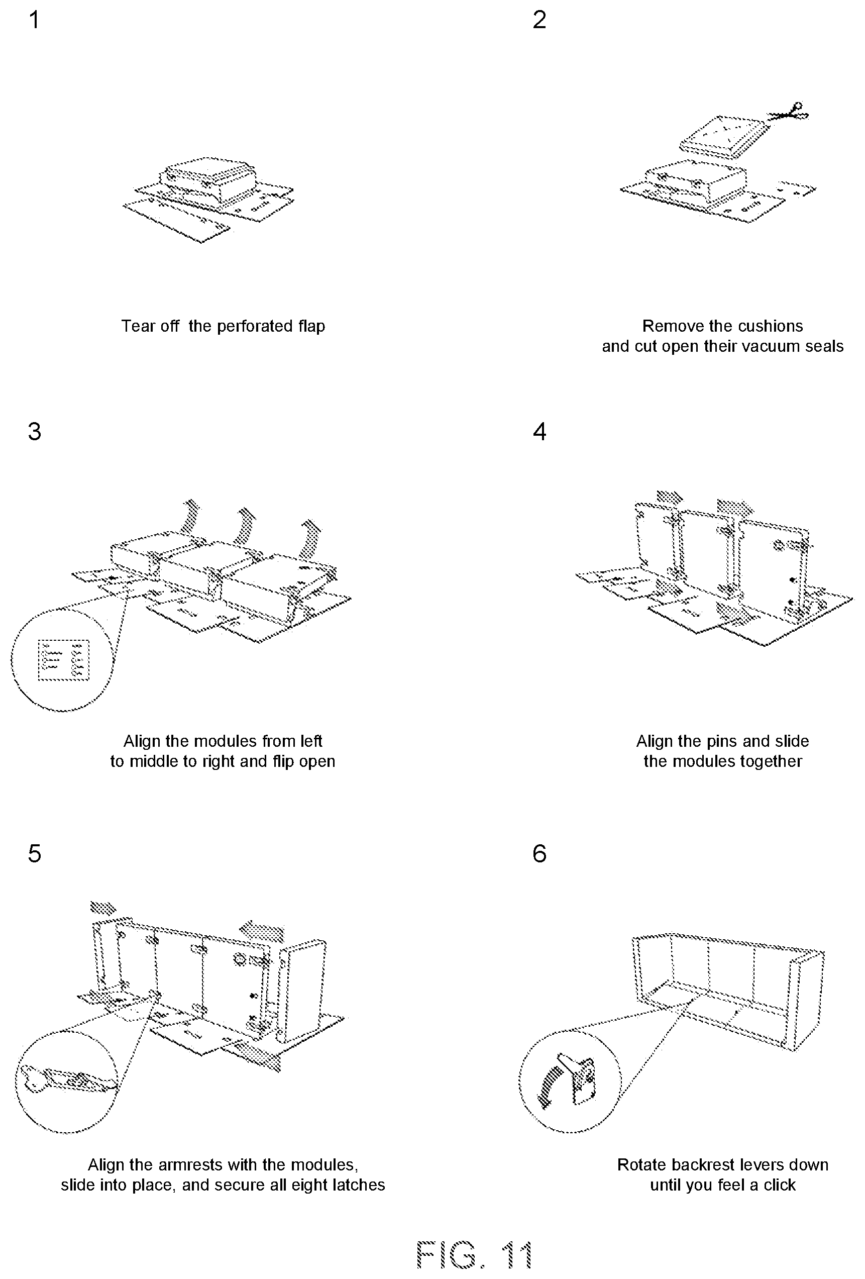 Patent US12310503 Figure 14 – Modular sofa construction and methods for assembly