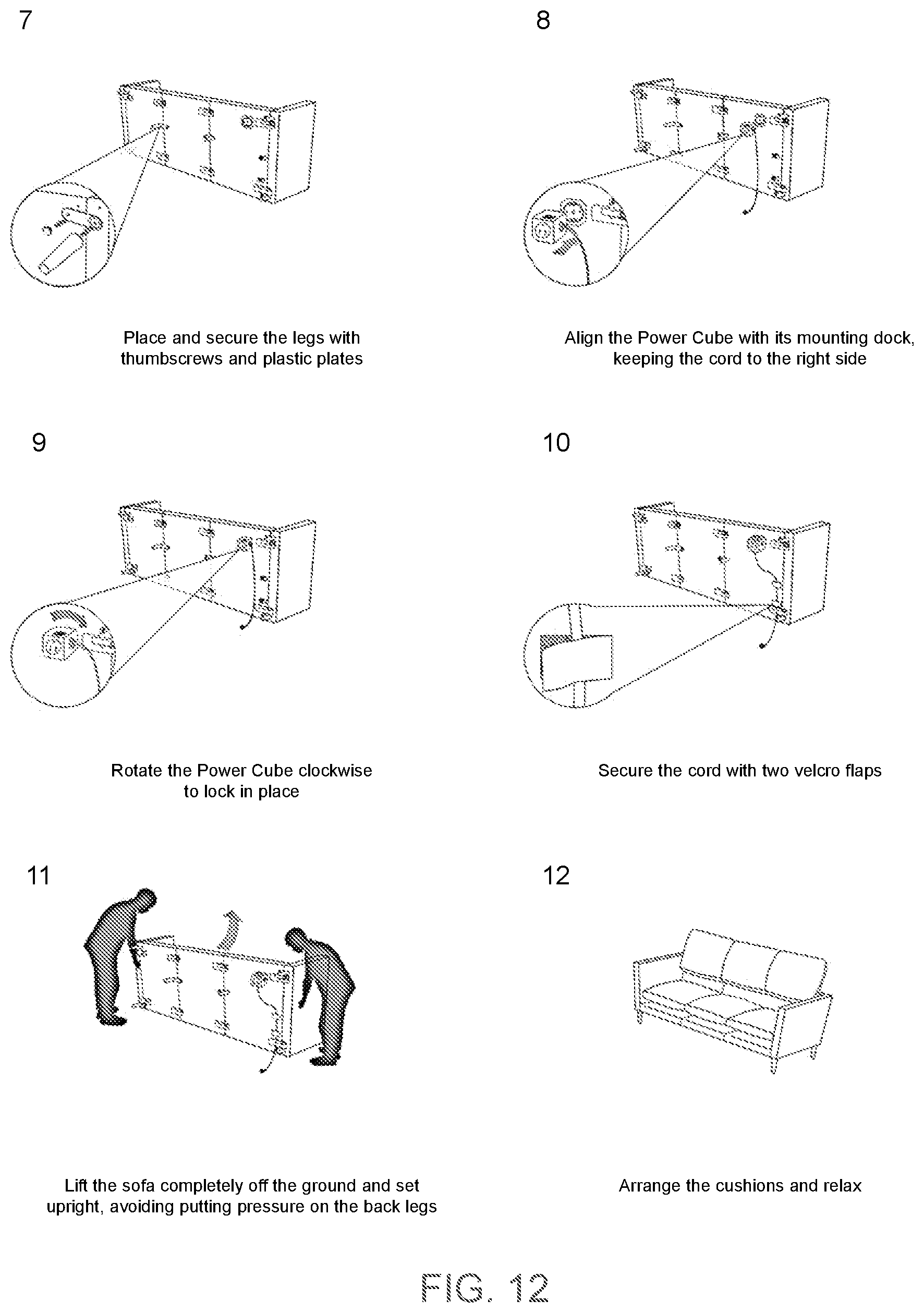 Patent US12310503 Figure 15 – Modular sofa construction and methods for assembly
