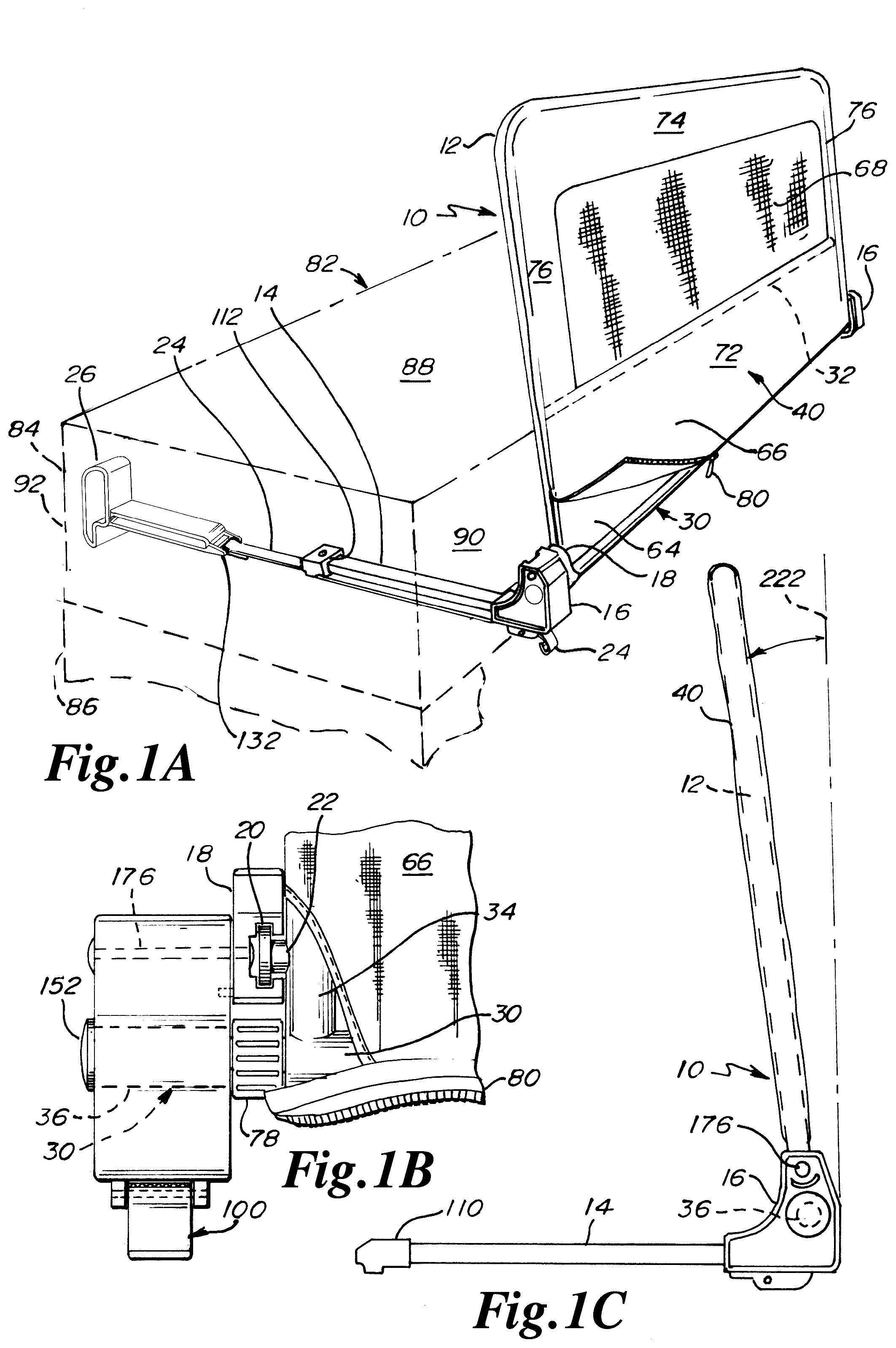 Patent US12310505 Figure 1 – Bed rail having rotating seat for guard frame