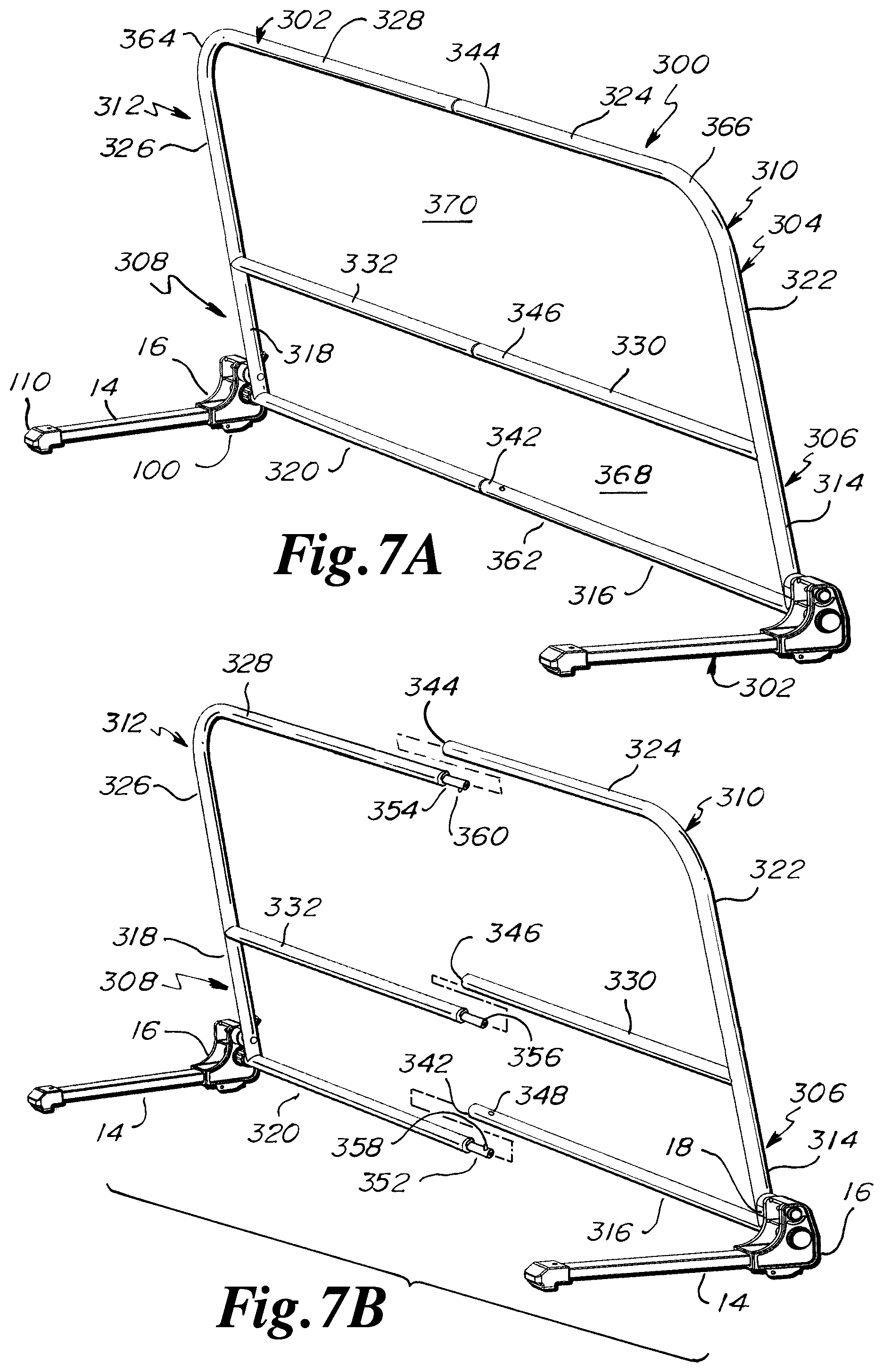 Patent US12310505 Figure 7 – Bed rail having rotating seat for guard frame