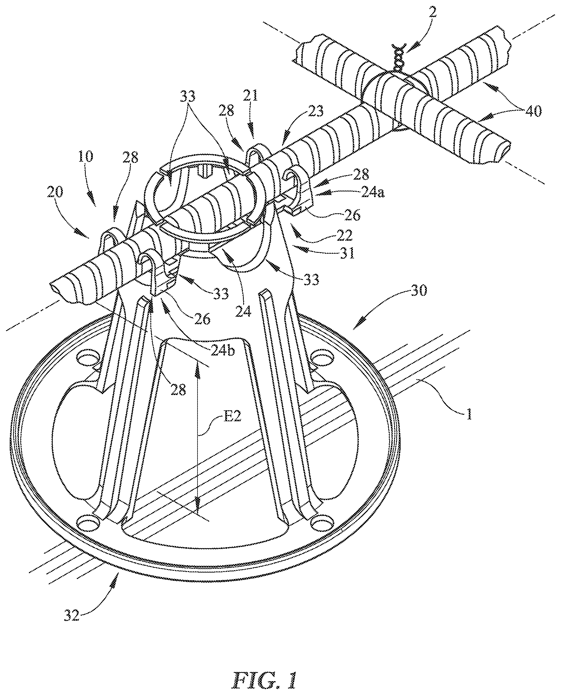 Patent US12310512 Figure 1 – Apparatus and method of vertically adjusting reinforcing support structure