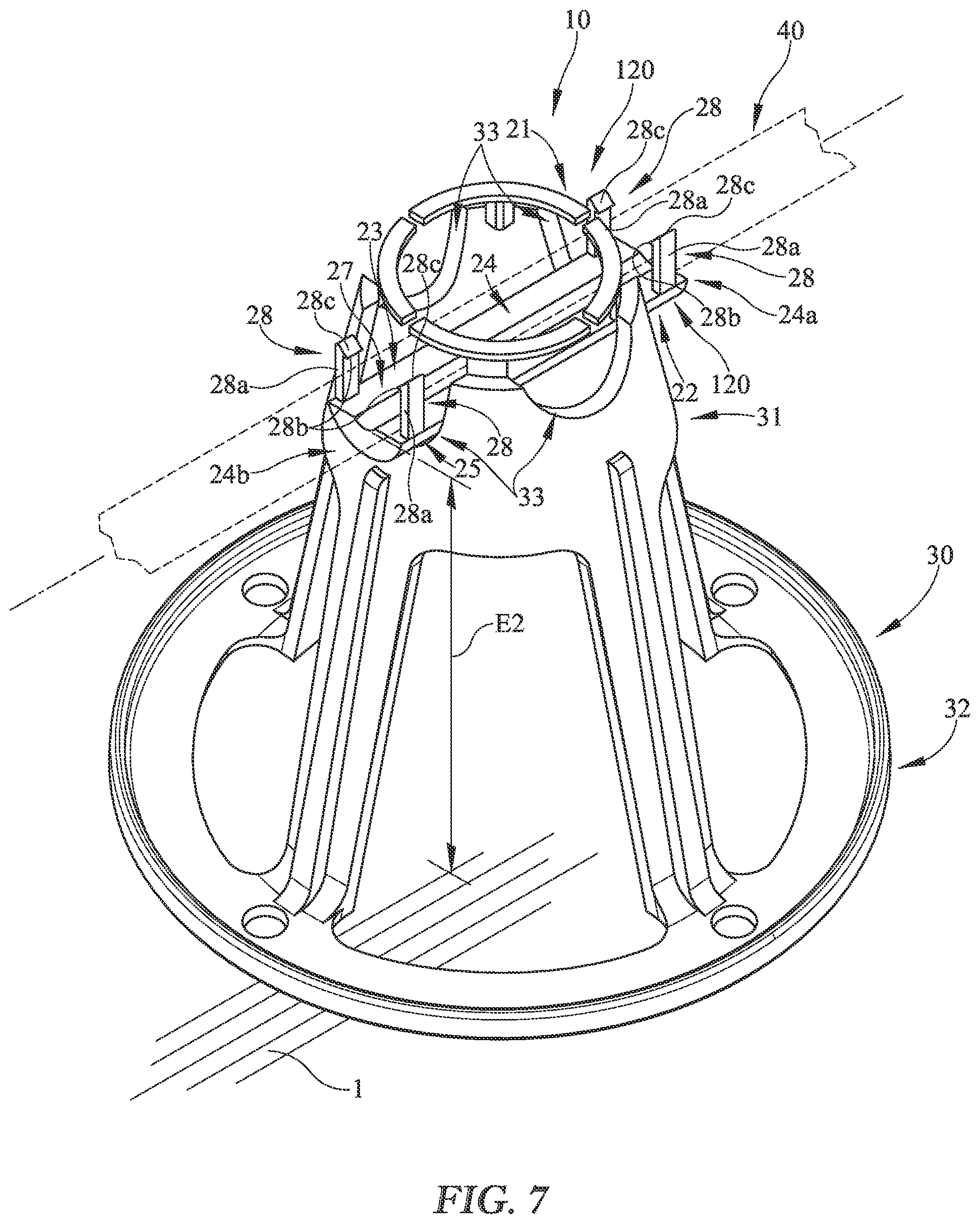Patent US12310512 Figure 7 – Apparatus and method of vertically adjusting reinforcing support structure