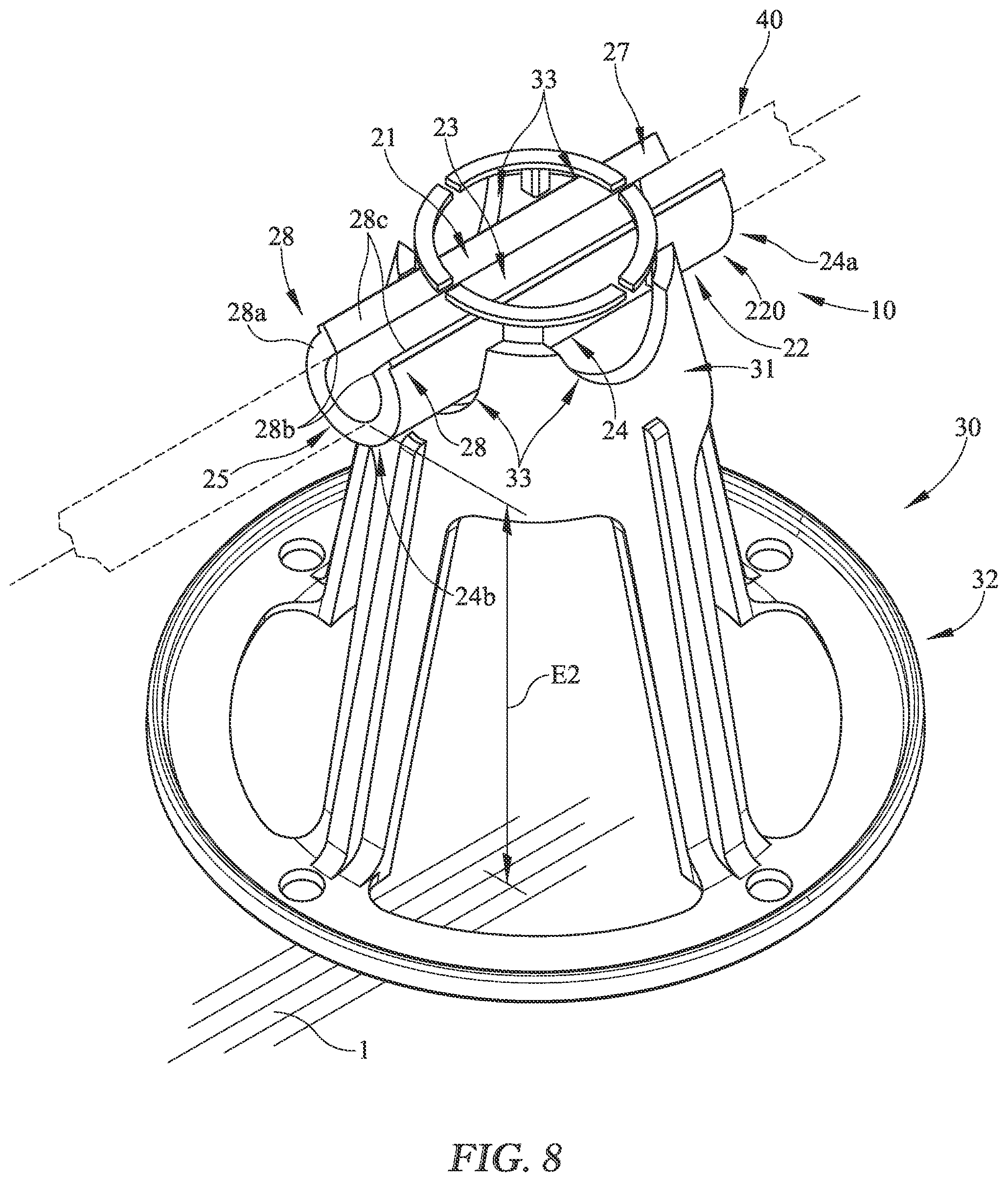 Patent US12310512 Figure 8 – Apparatus and method of vertically adjusting reinforcing support structure