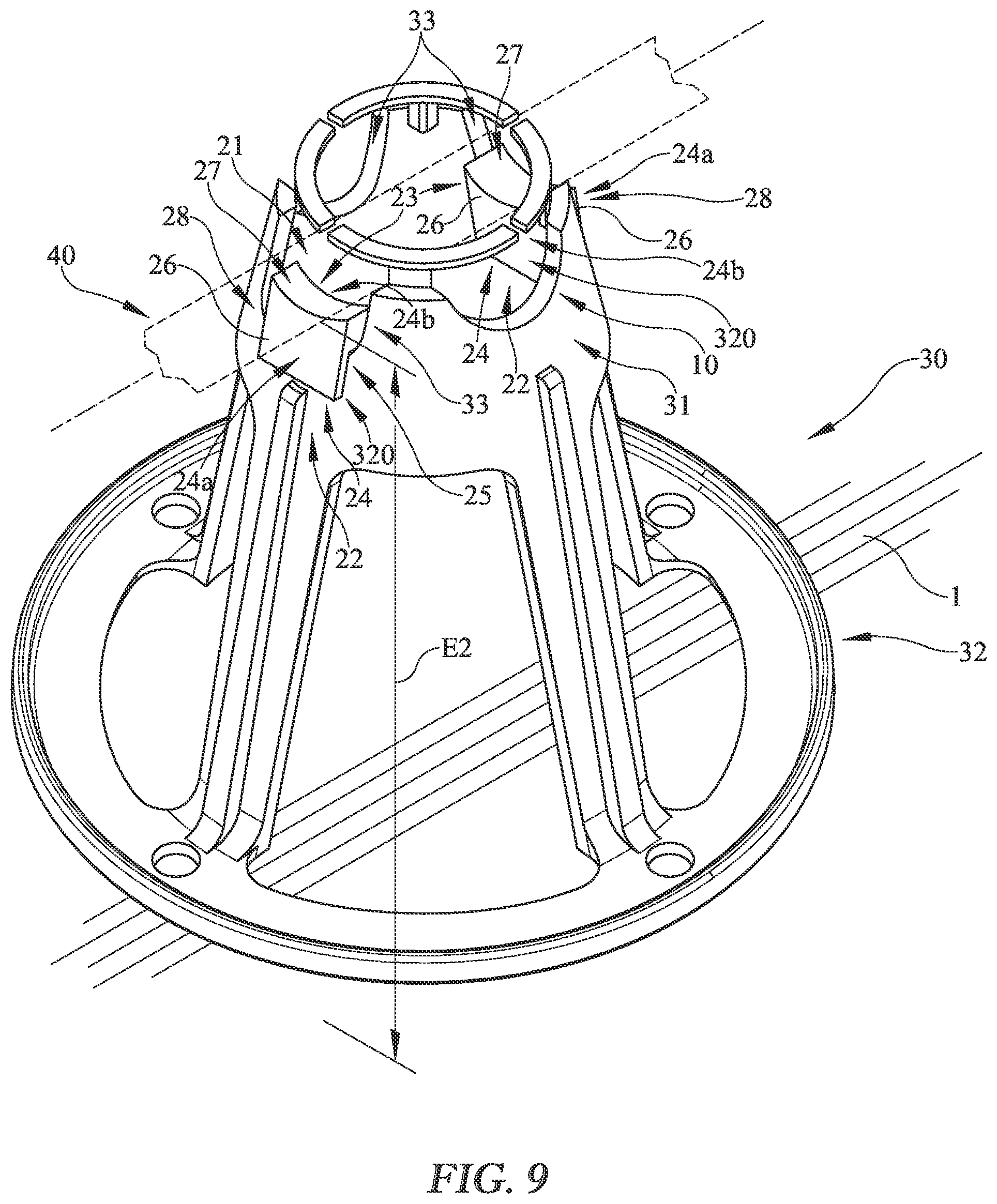 Patent US12310512 Figure 9 – Apparatus and method of vertically adjusting reinforcing support structure