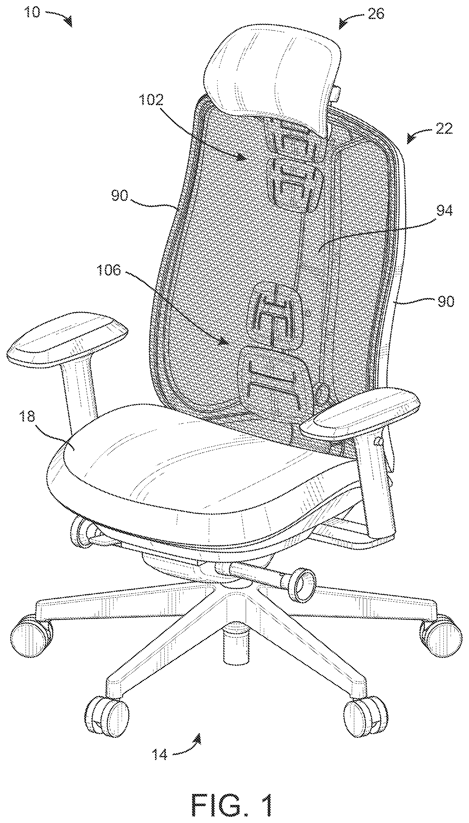 Patent US12310513 Figure 1 – Seating structure