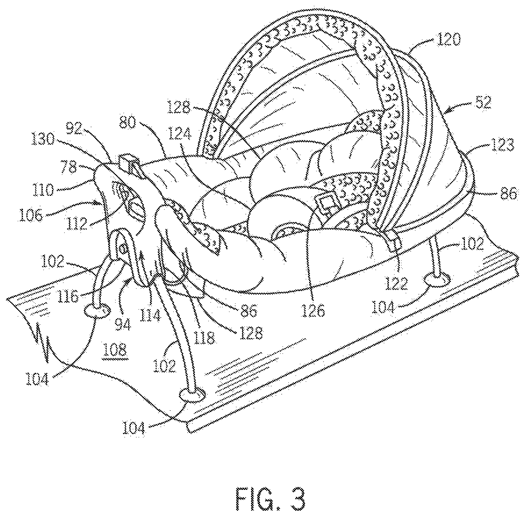 Patent US12310514 Figure 3 – Child containment system with multiple infant support modes