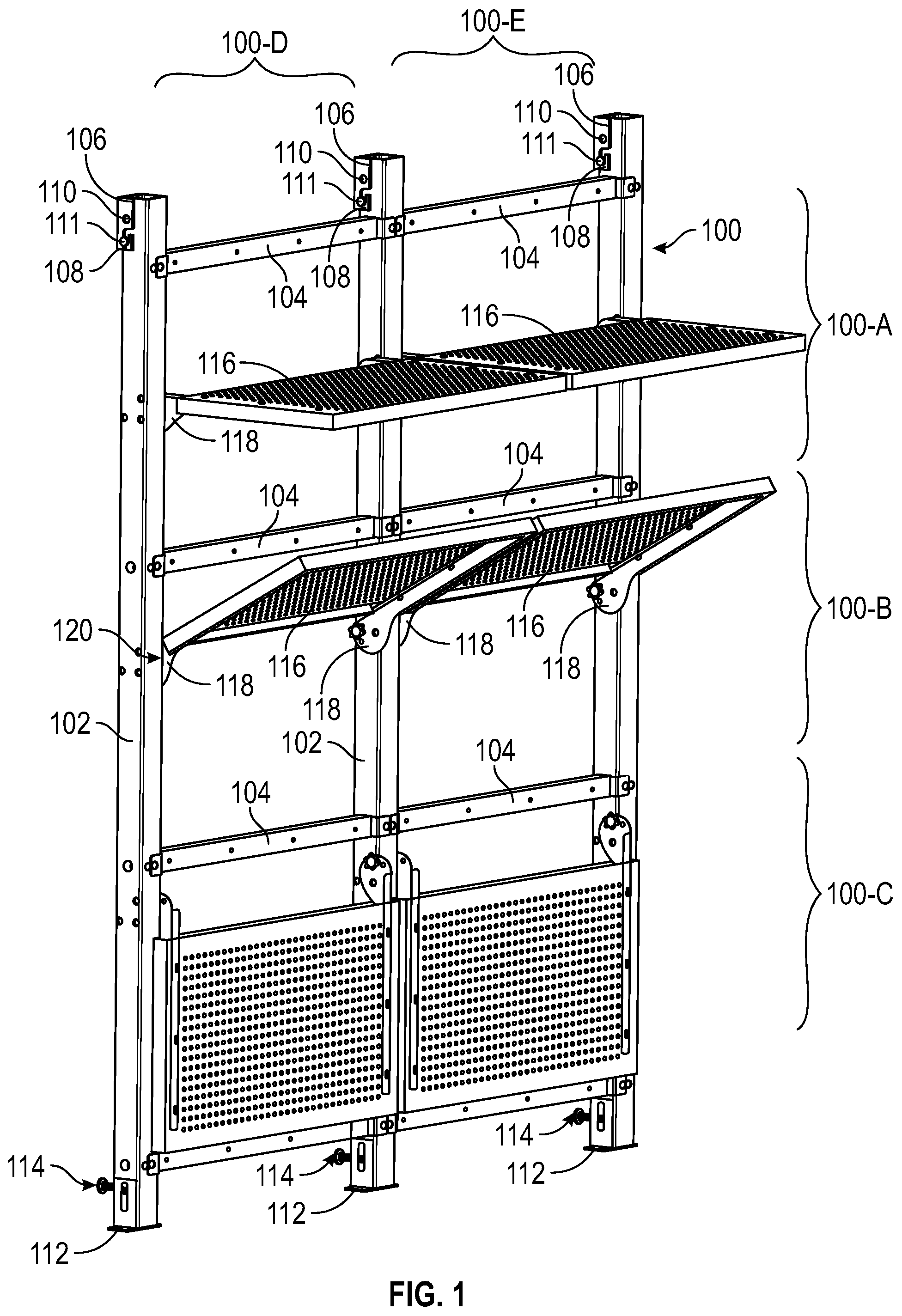 Patent US12310516 — Modular storage system for storage containers — Figure 1
