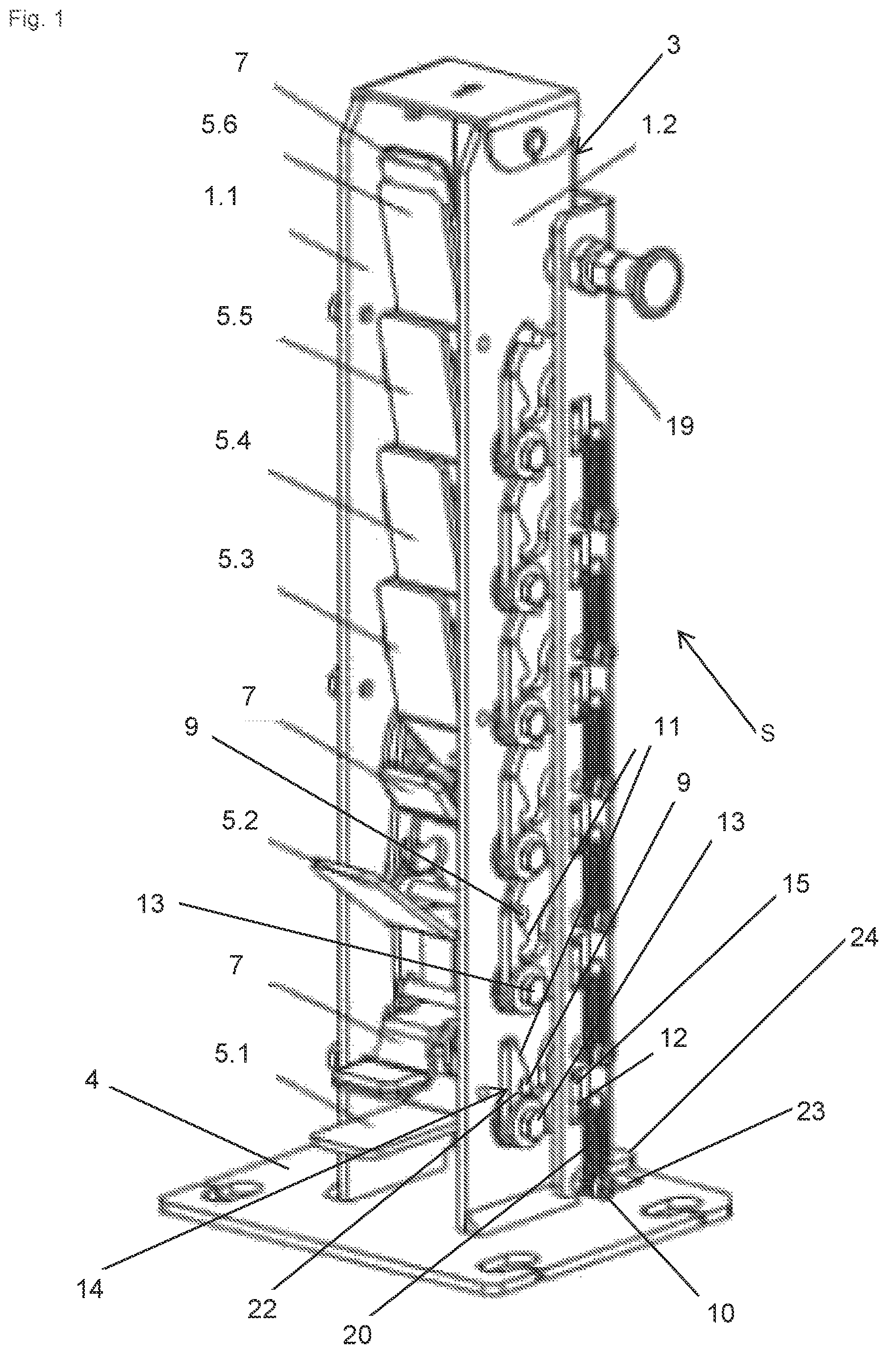 Patent US12310517 Figure 1 – Stacking column