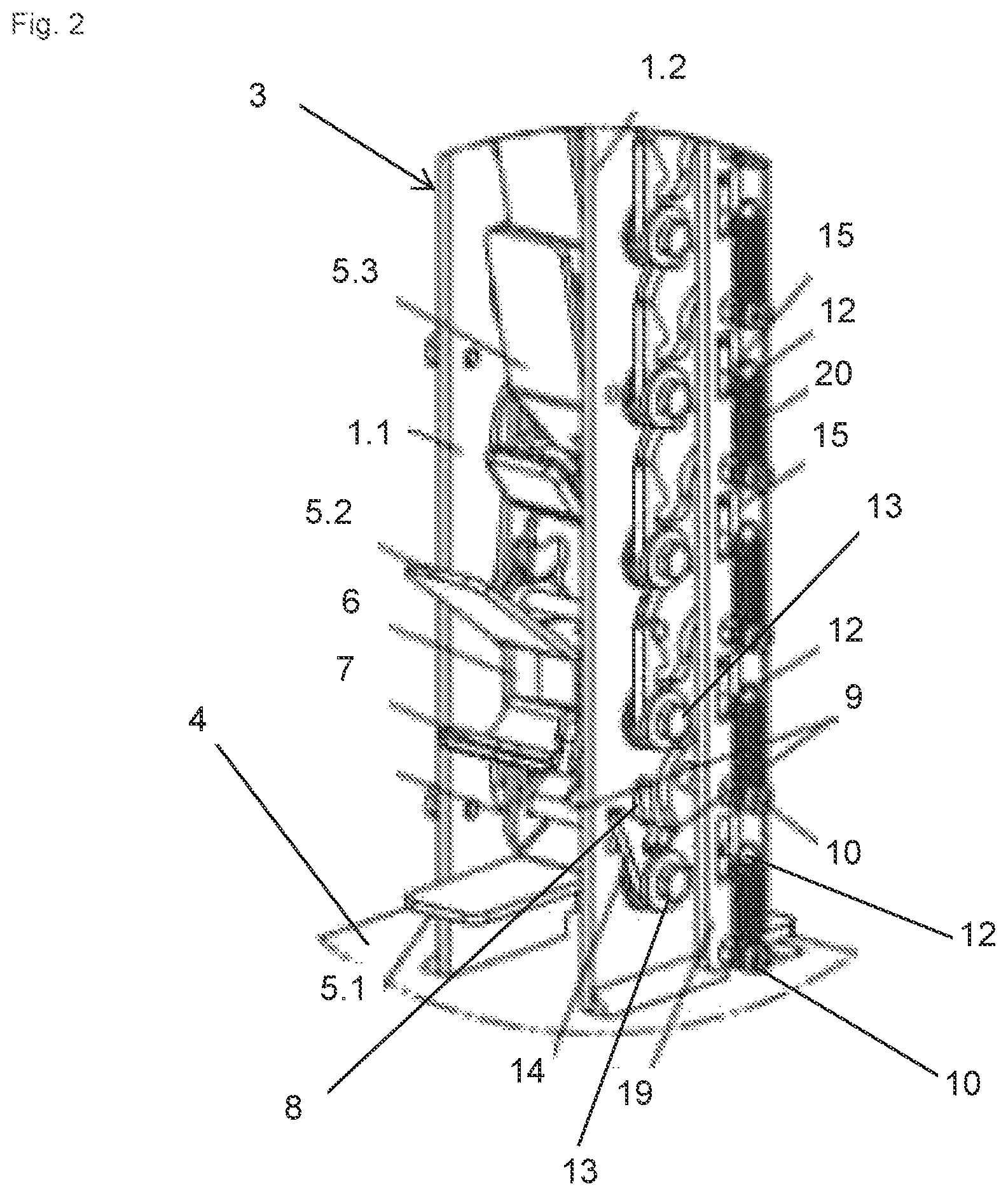 Patent US12310517 Figure 2 – Stacking column